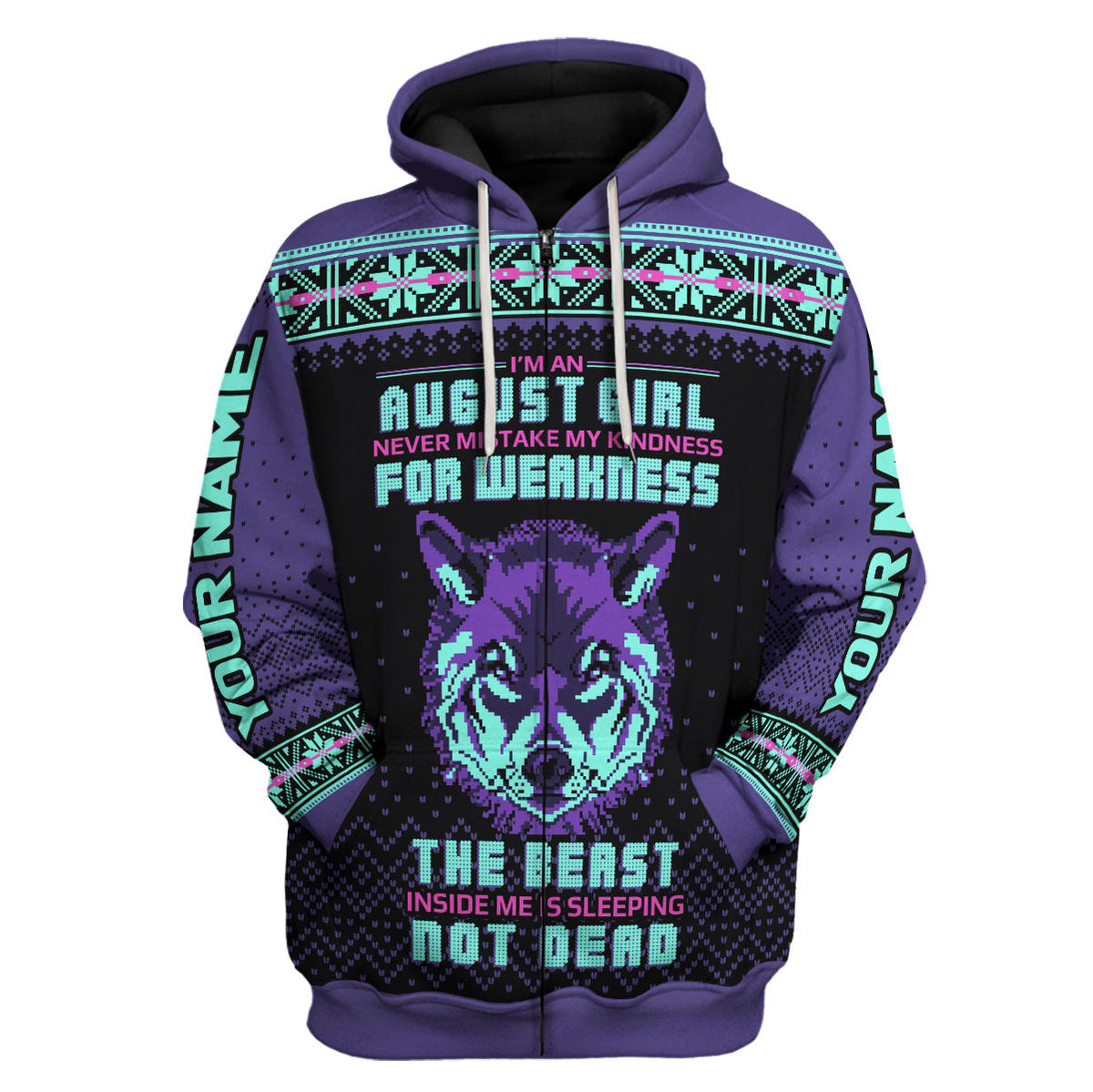 CustomsPig Personalized Hoodie August Girl All Over Printed