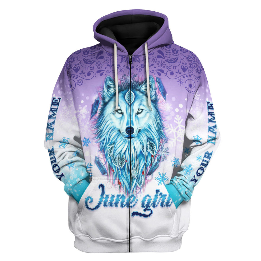 CustomsPig Personalized Zip Hoodie I'm A June Queen All Over Printed