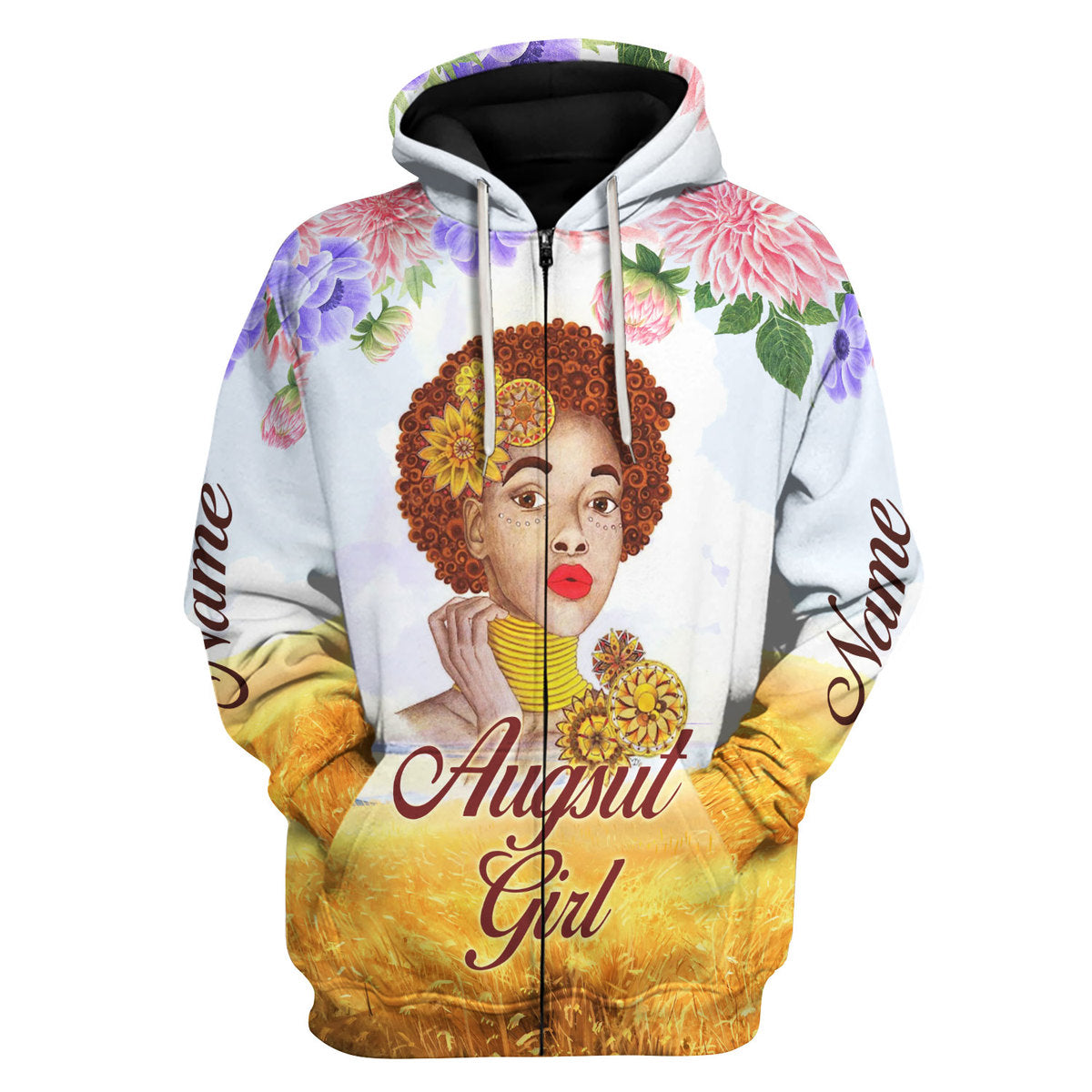 CustomsPig Personalized Hoodie August Girl All Over Printed