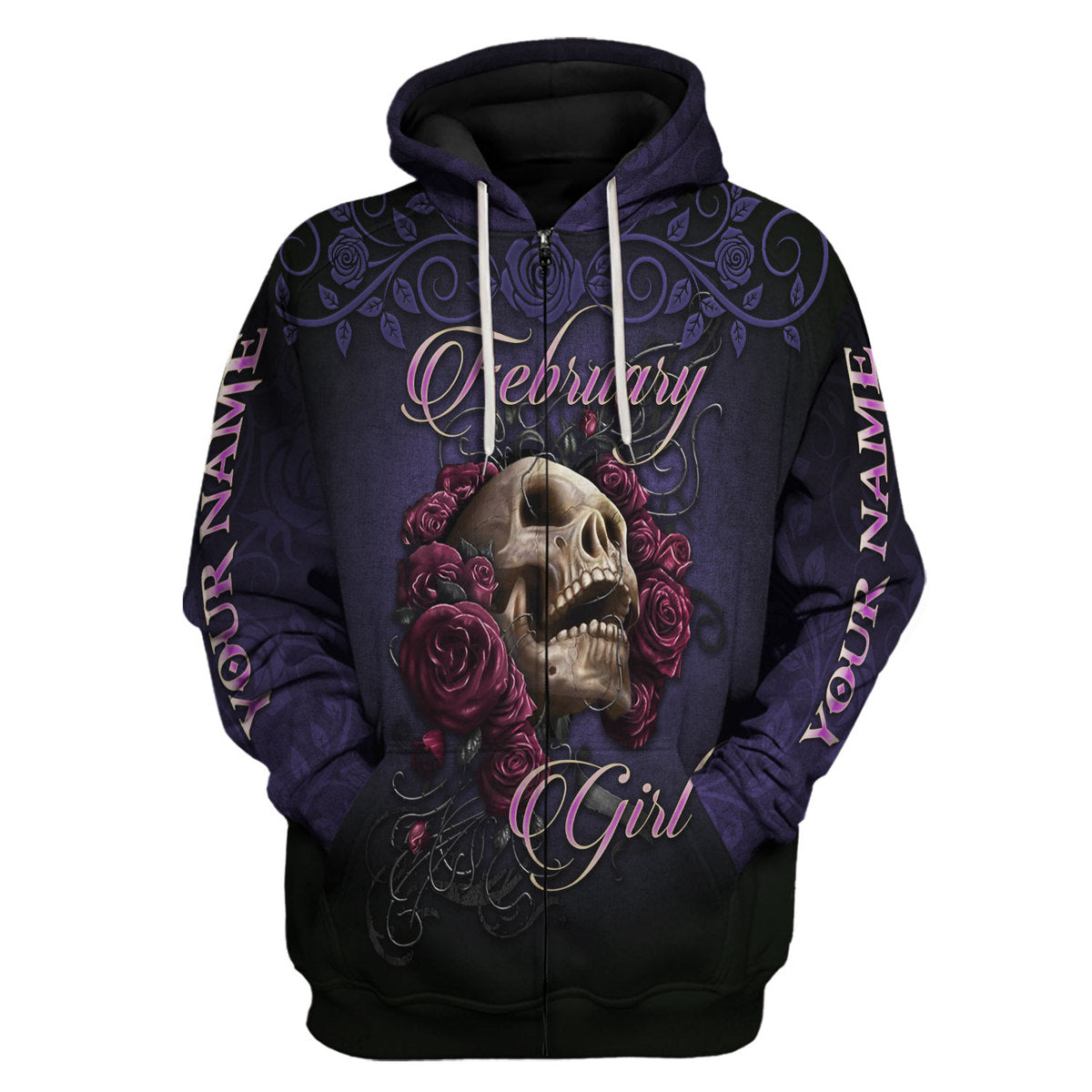 CustomsPig Personalized Zip Hoodie I'm A February Girl All Over Printed