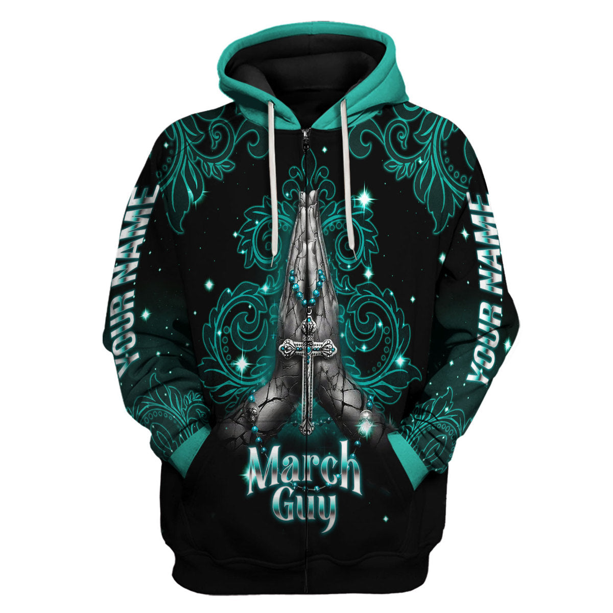 CustomsPig Personalized Zip Hoodie March Guy All Over Printed