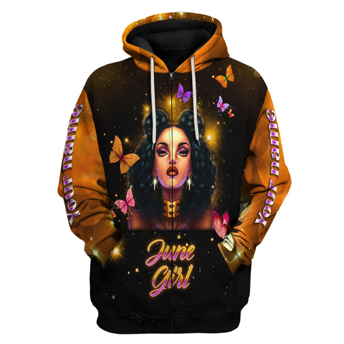 CustomsPig Personalized Zip Hoodie I Am A June Girl I Can Do All Things All Over Printed