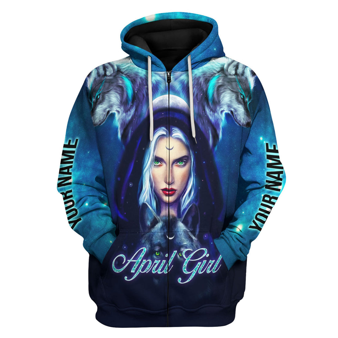 CustomsPig Personalized Zip Hoodie April Girl I Don't Care All Over Printed
