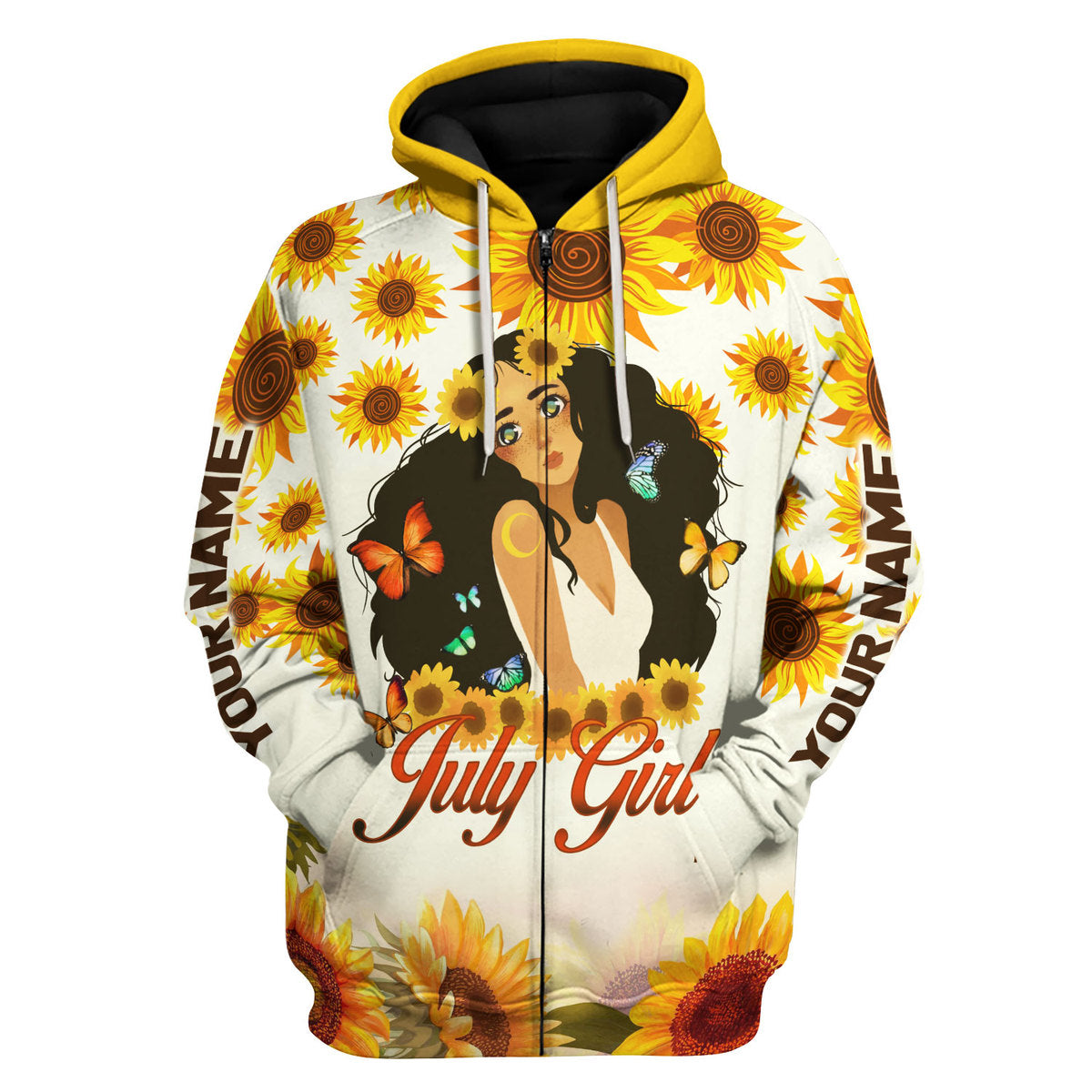 CustomsPig Personalized Hoodie July Girl All Over Printed