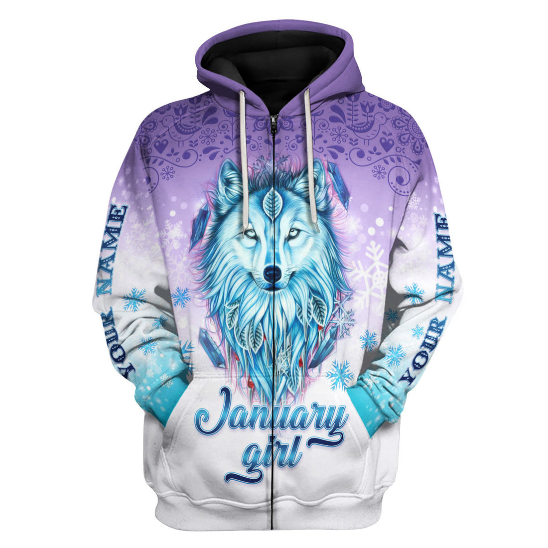 CustomsPig Personalized Zip Hoodie I'm A January Queen All Over Printed
