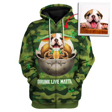 Customized Photos Zip Hoodie Clothing Saint Patrick Days Drunk Live Matters