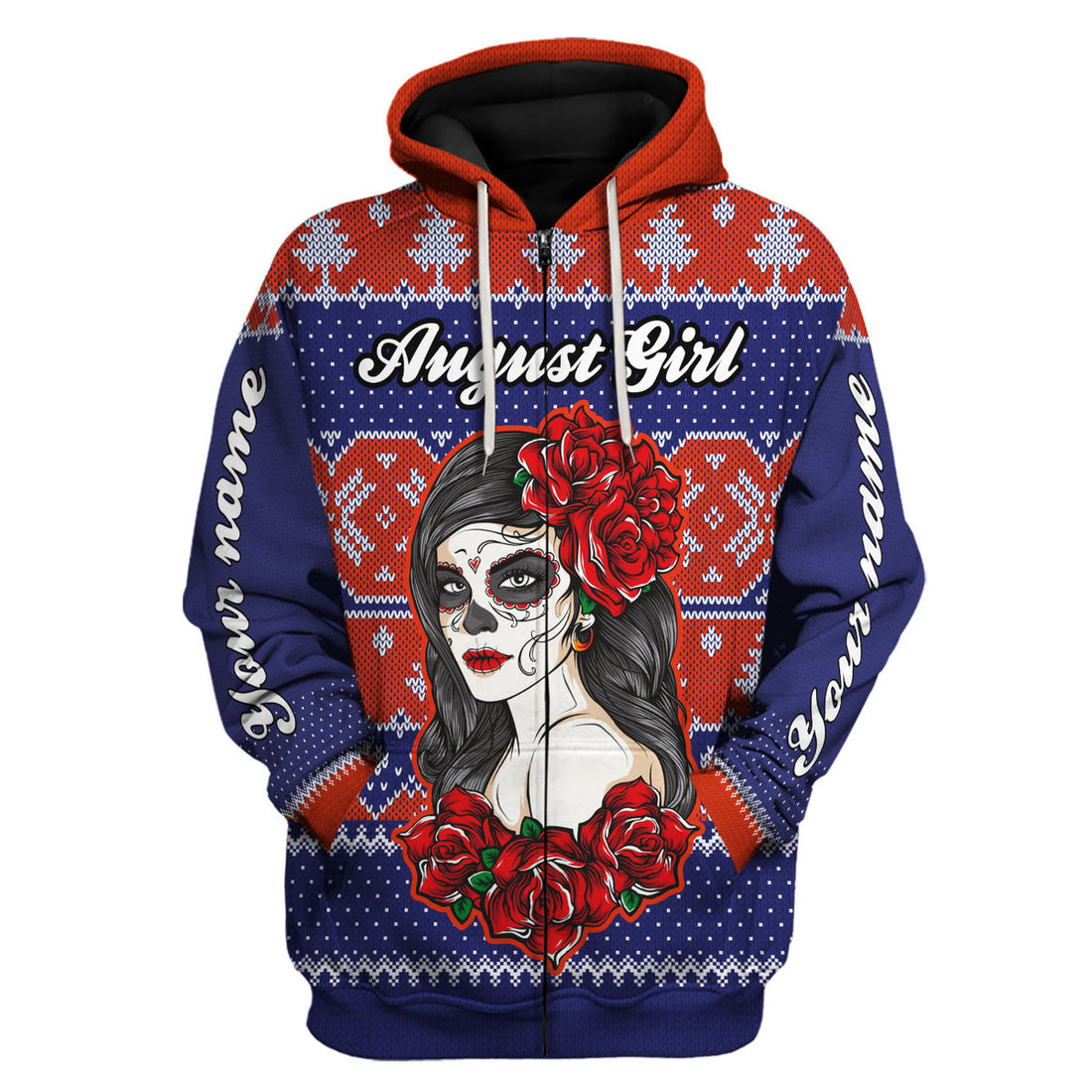 CustomsPig Personalized Zip Hoodie Personalized Tops August Girl All Over Printed