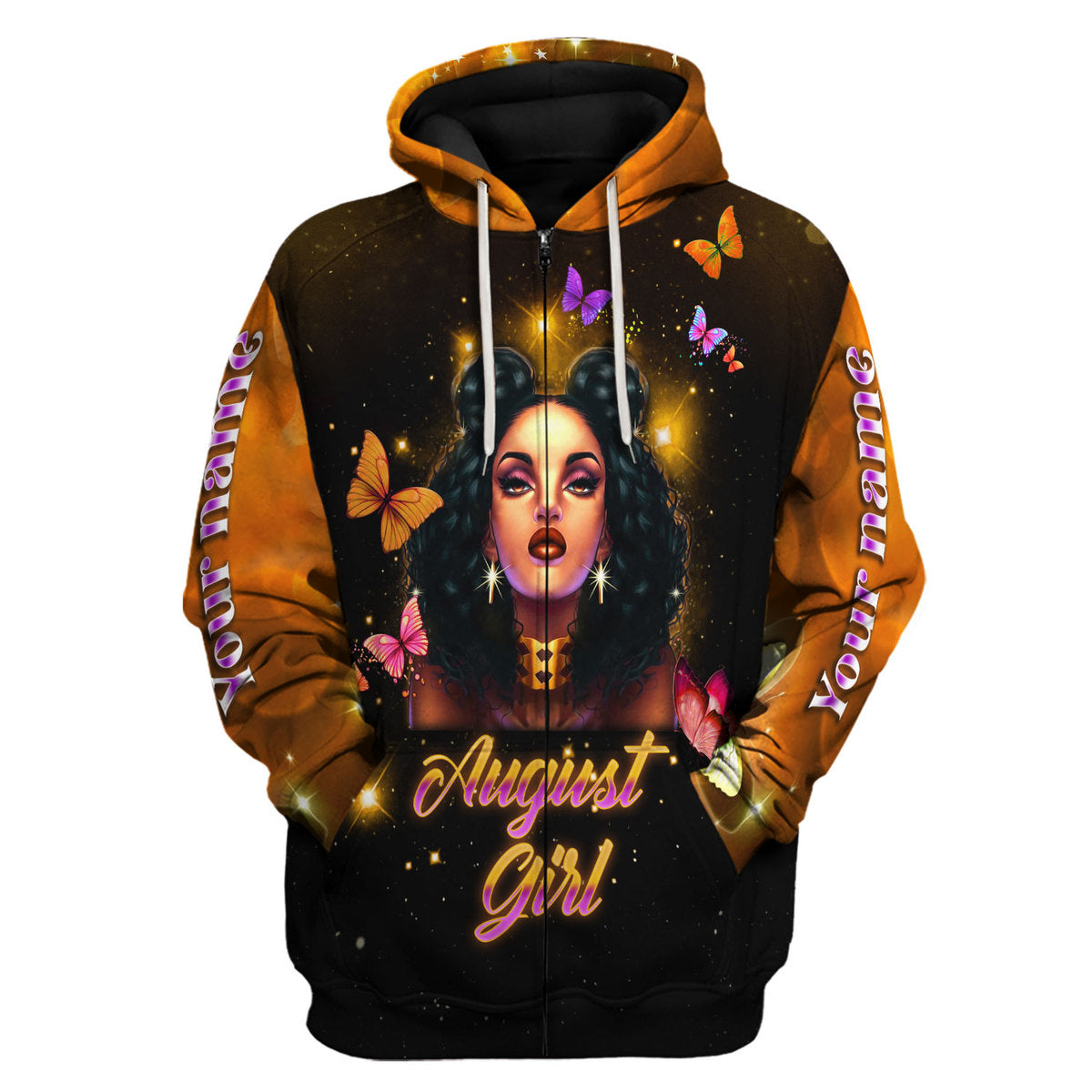CustomsPig Personalized Zip Hoodie I Am An August Girl All Over Printed