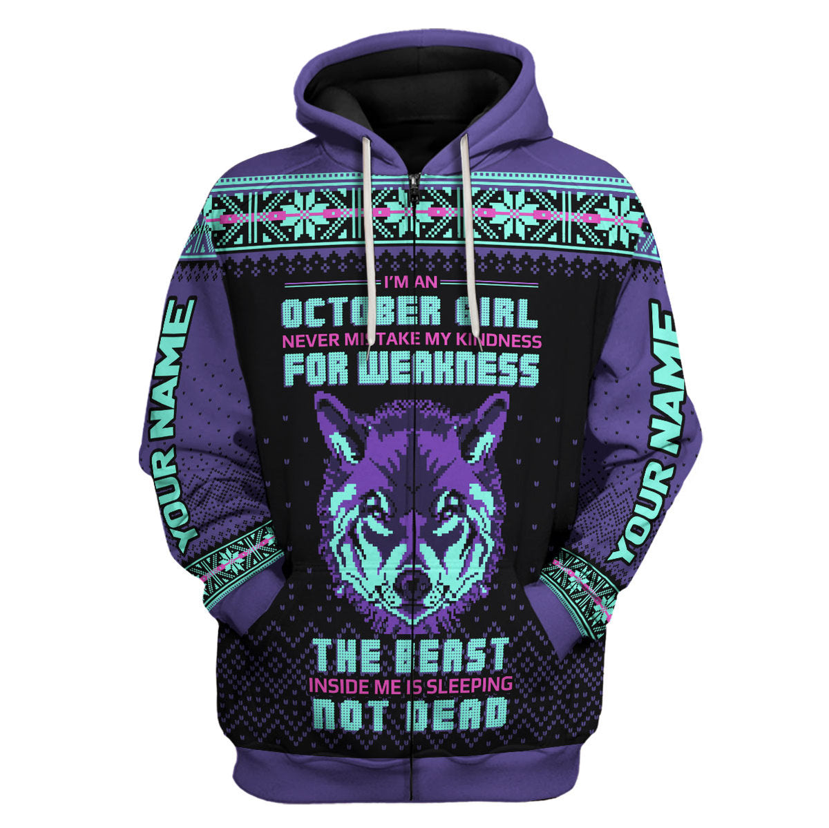 CustomsPig Personalized Hoodie October Girl All Over Printed