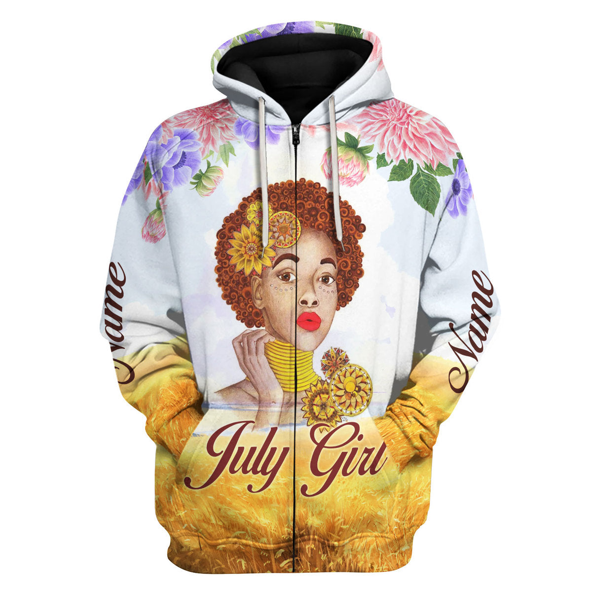 CustomsPig Personalized Hoodie July Girl All Over Printed