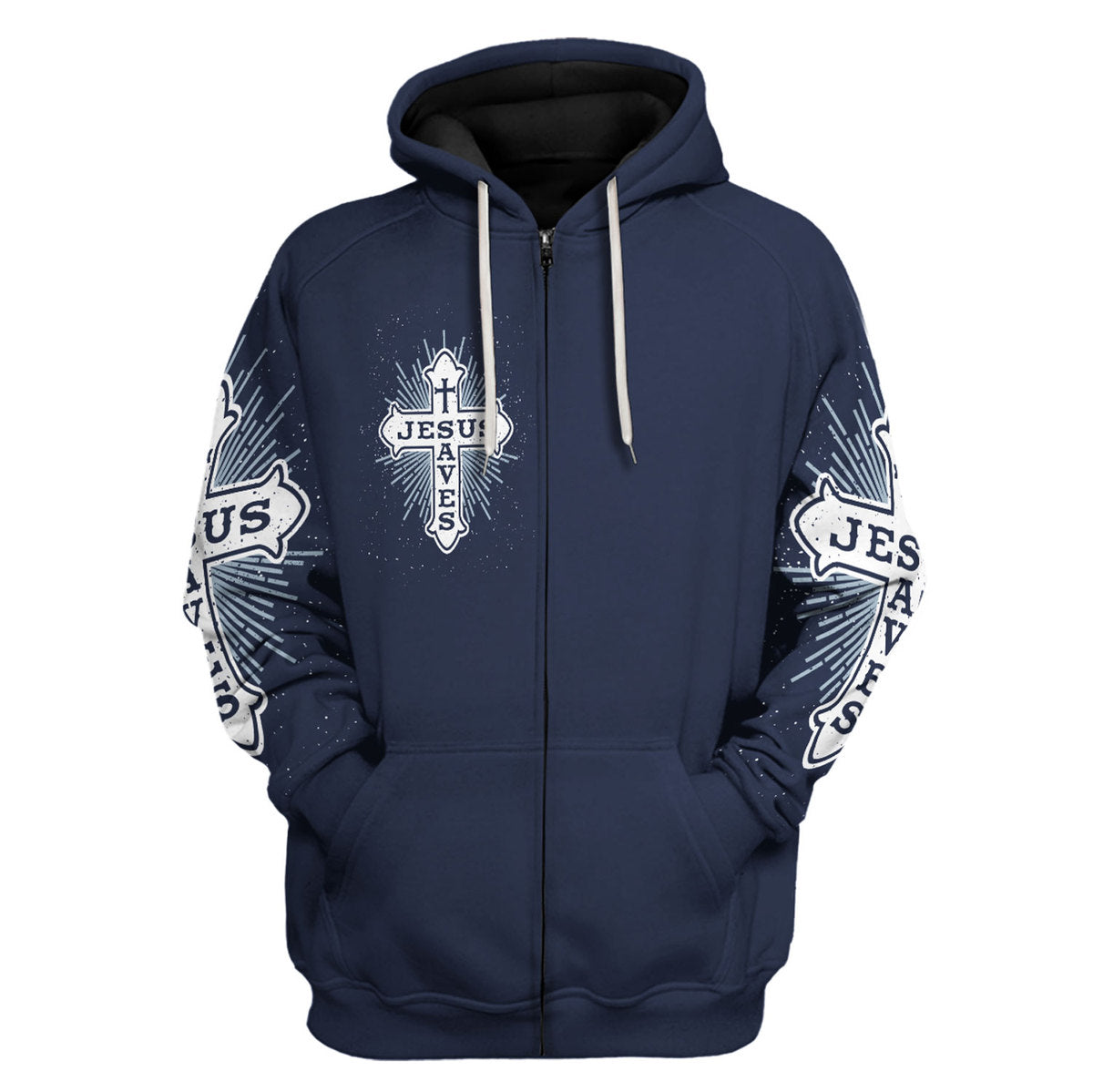 Customspig Tops Pullover Sweatshirt Sweatshirt Jesus Saves Cross On Navy Blue 3D Apparel
