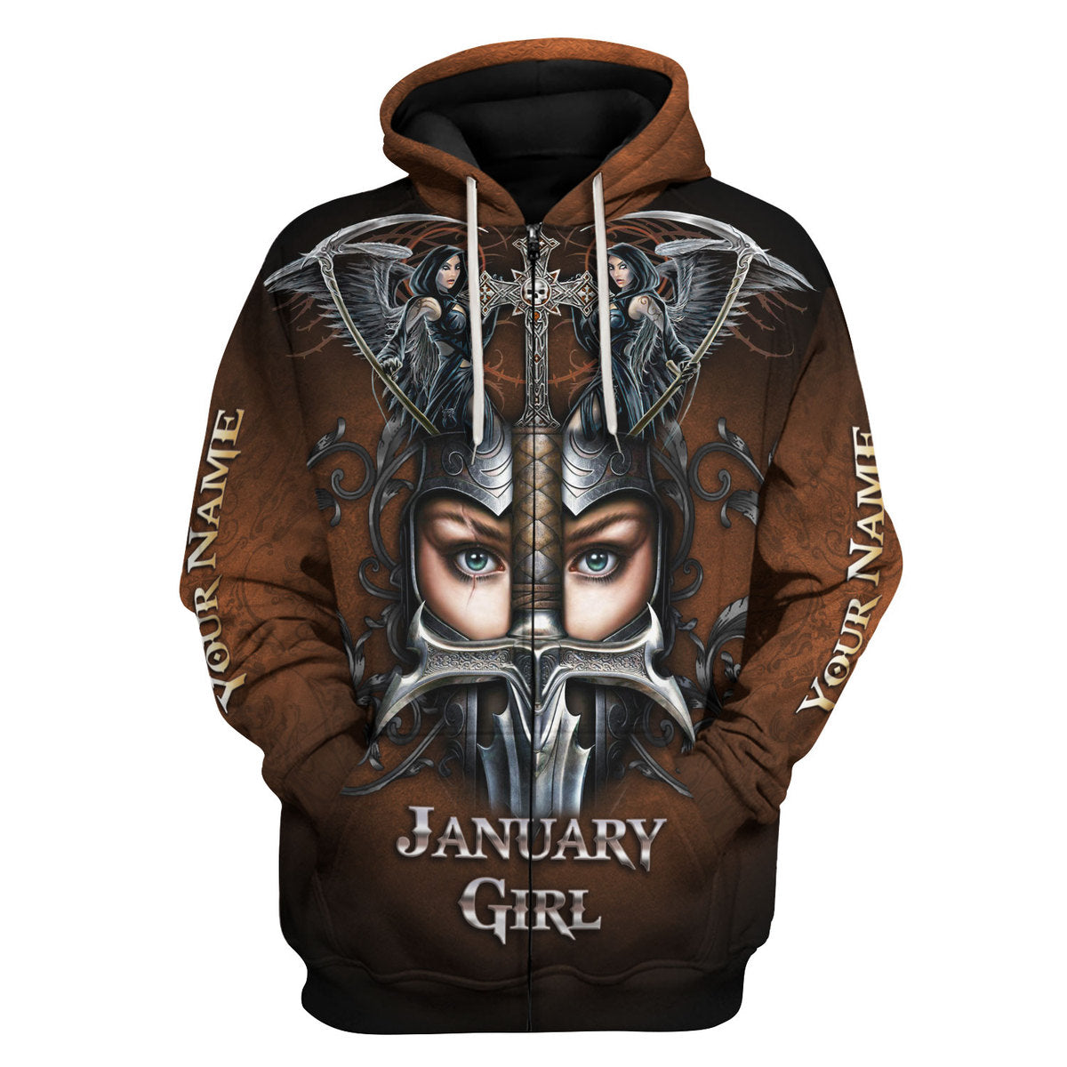 CustomsPig Personalized Zip Hoodie January Girl All Over Printed