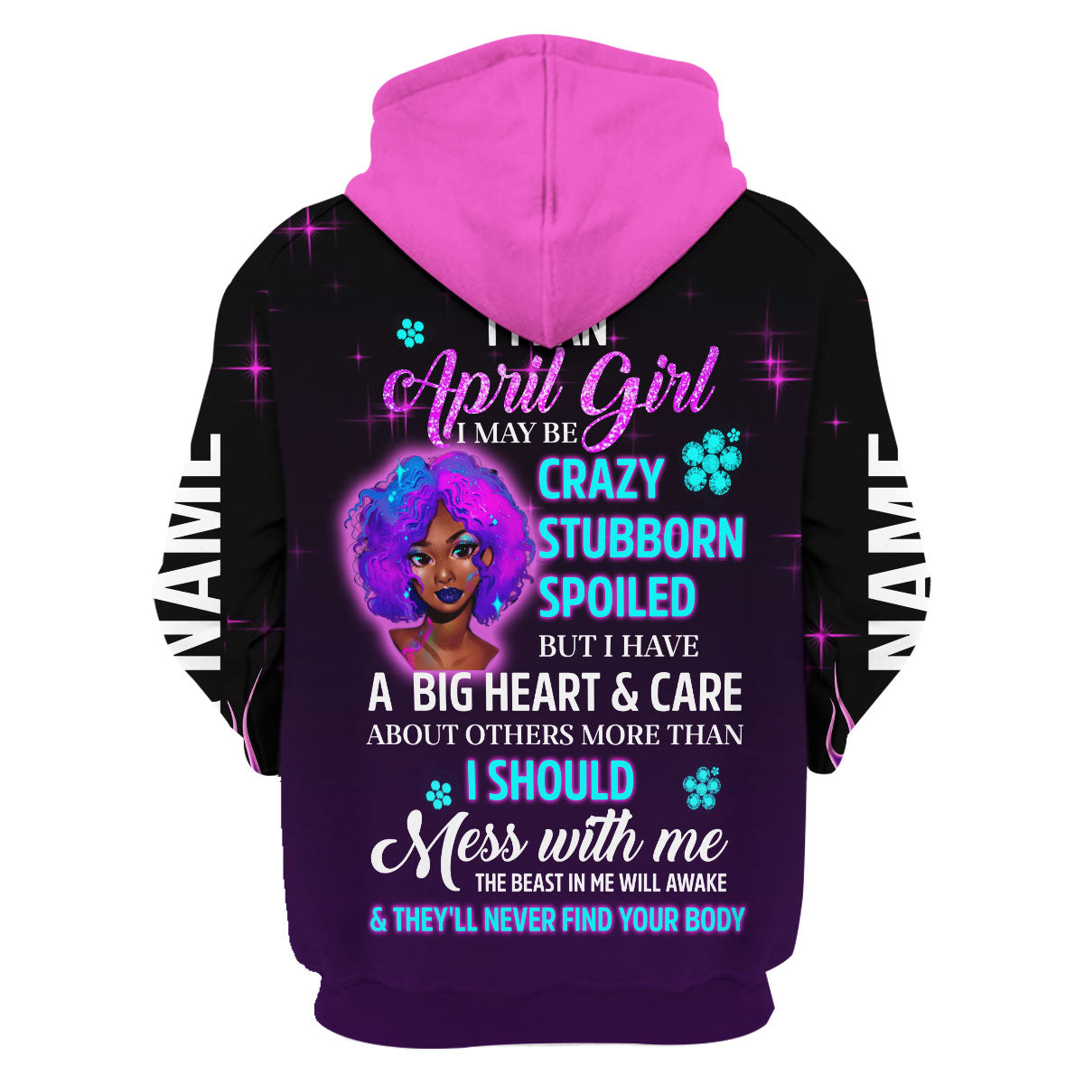 CustomsPig Personalized Zip Hoodie Queen Was Born In April All Over Printed
