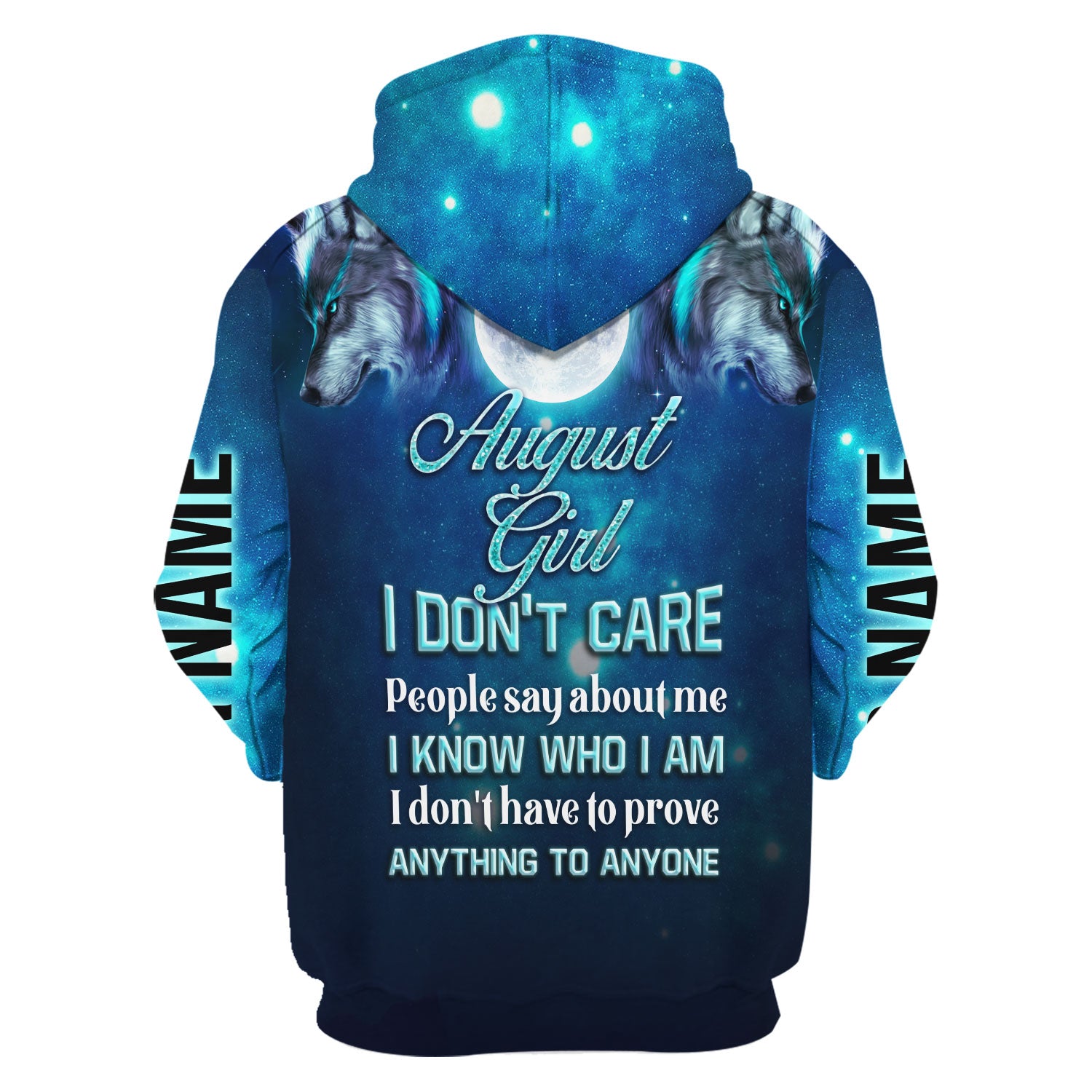 CustomsPig Personalized Hoodie August Girl I Don't Care All Over Printed