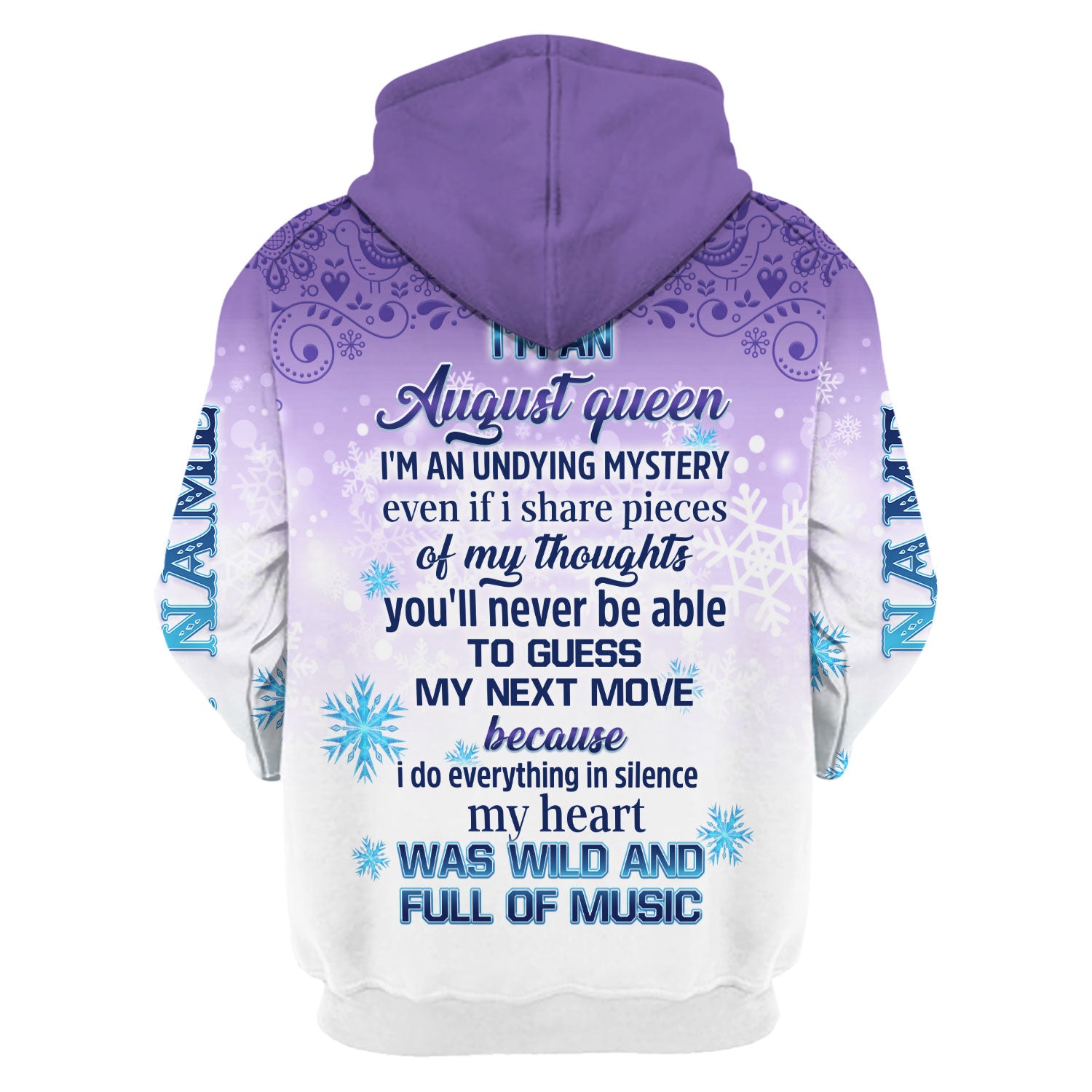 CustomsPig Personalized Zip Hoodie I'm An August Queen All Over Printed