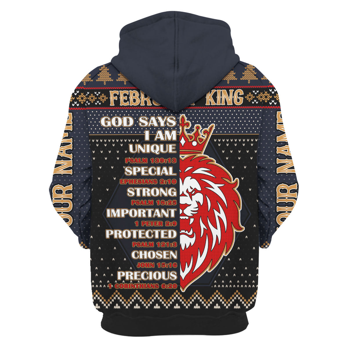 CustomsPig Personalized Hoodie February King All Over Printed