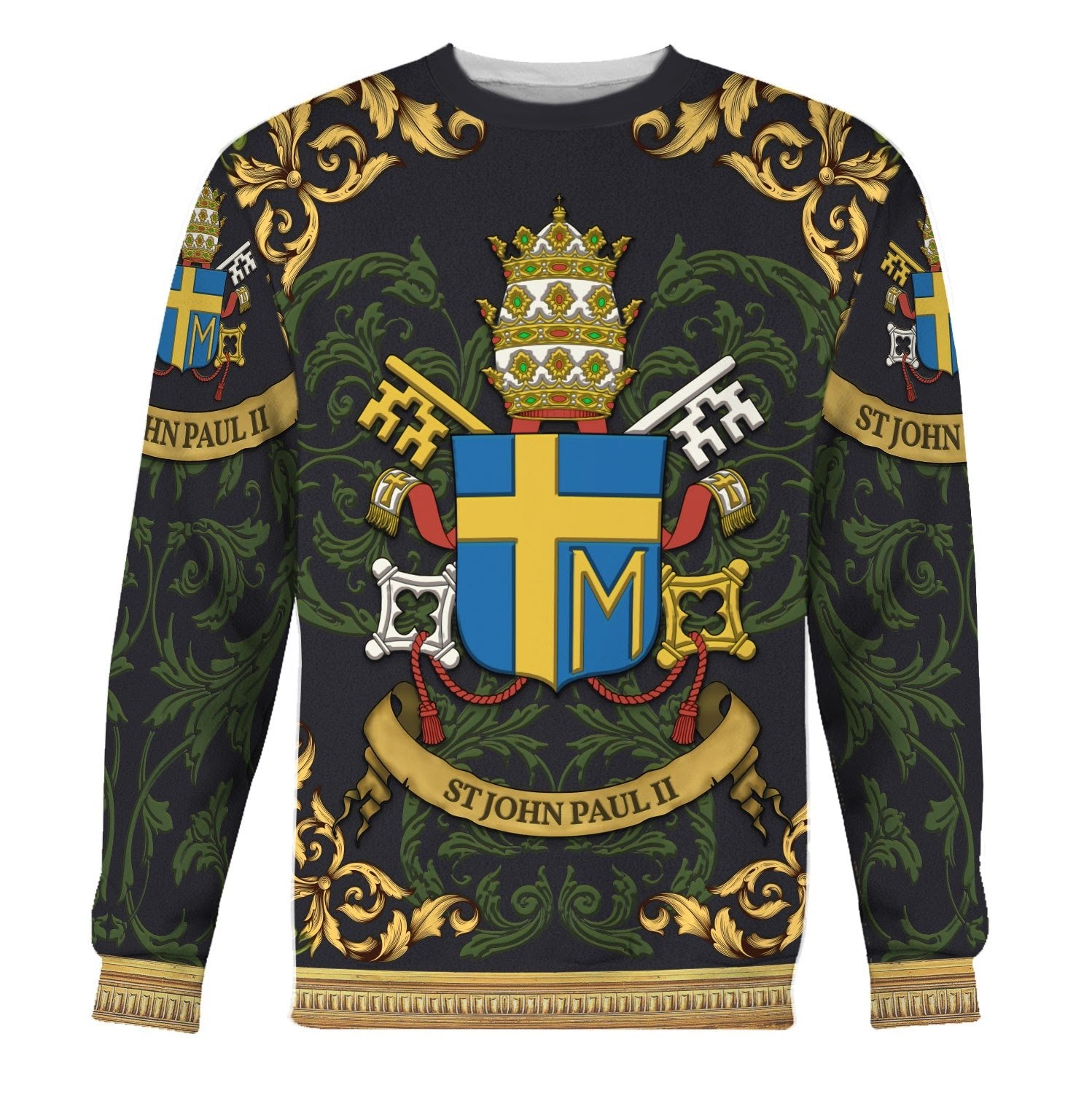 Customspig Tops Pullover Sweatshirt Pope John Paul II Coat Of Arms 3D Apparel