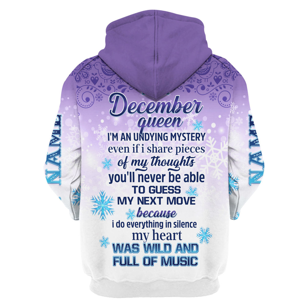 CustomsPig Personalized Zip Hoodie December Girl All Over Printed