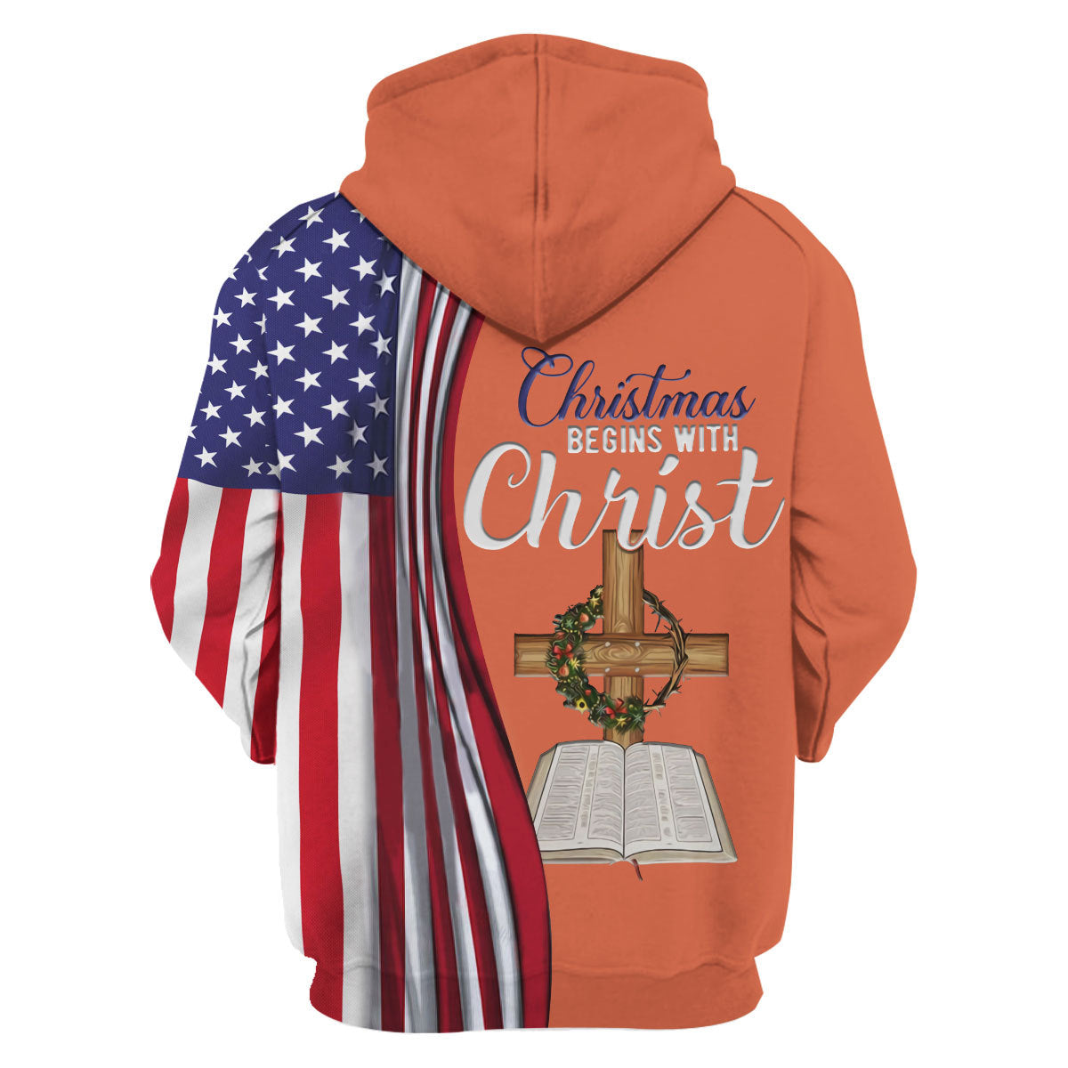 Customspig Tops Pullover Sweatshirt Christmas Begins With Christ 3D Apparel
