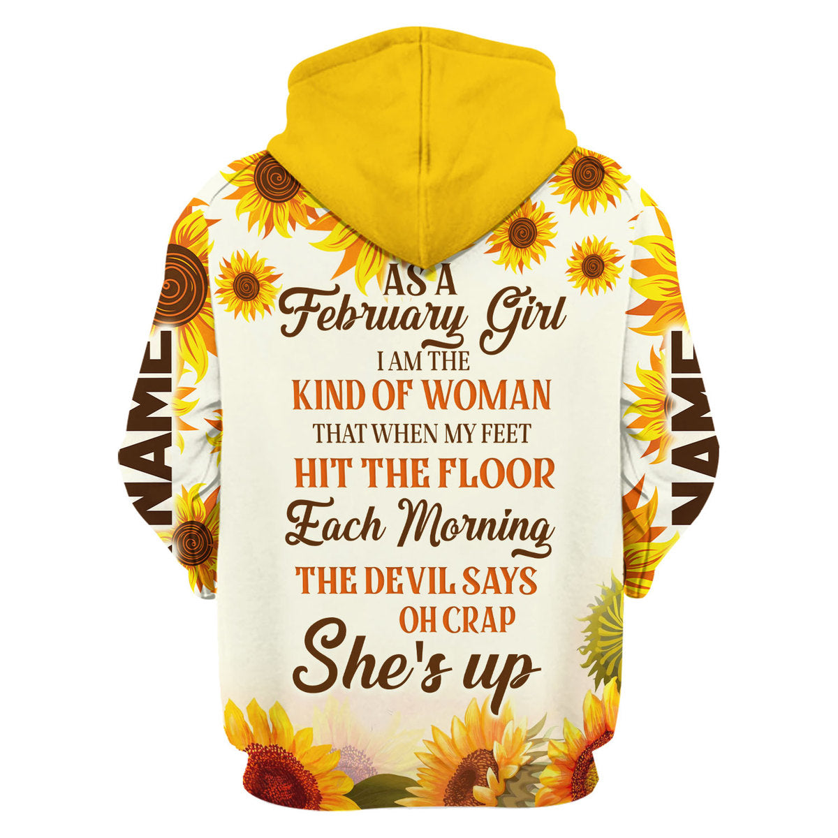 CustomsPig Personalized Zip Hoodie February Girl All Over Printed