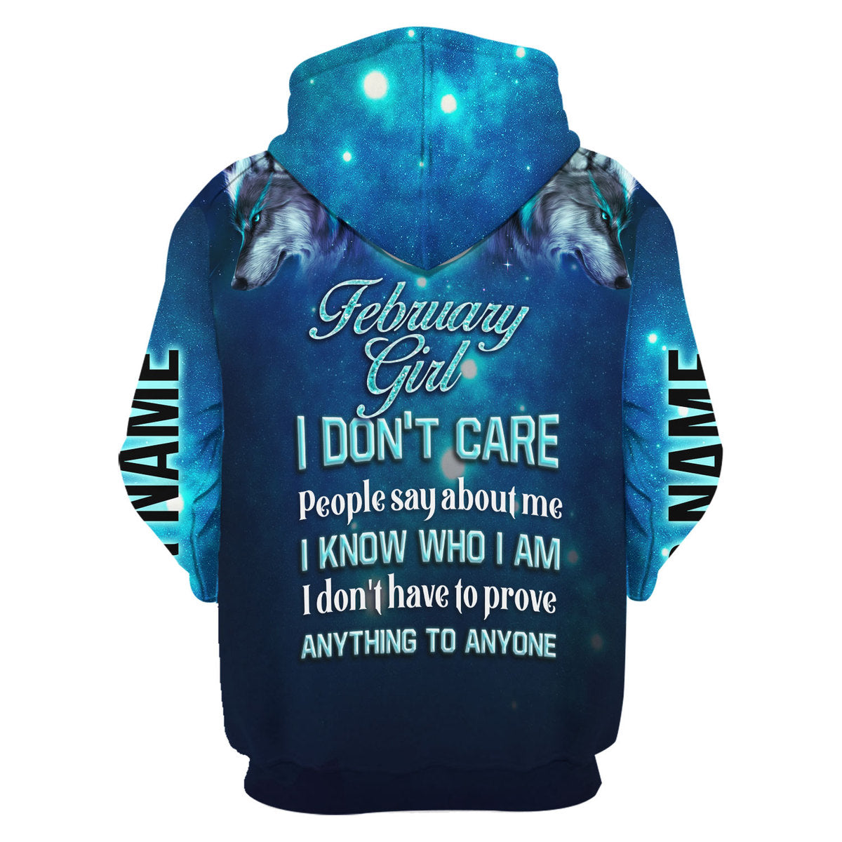 CustomsPig Personalized Hoodie February Girl I Don't Care All Over Printed