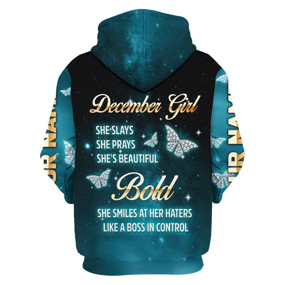 CustomsPig Personalized Hoodie December Girl All Over Printed