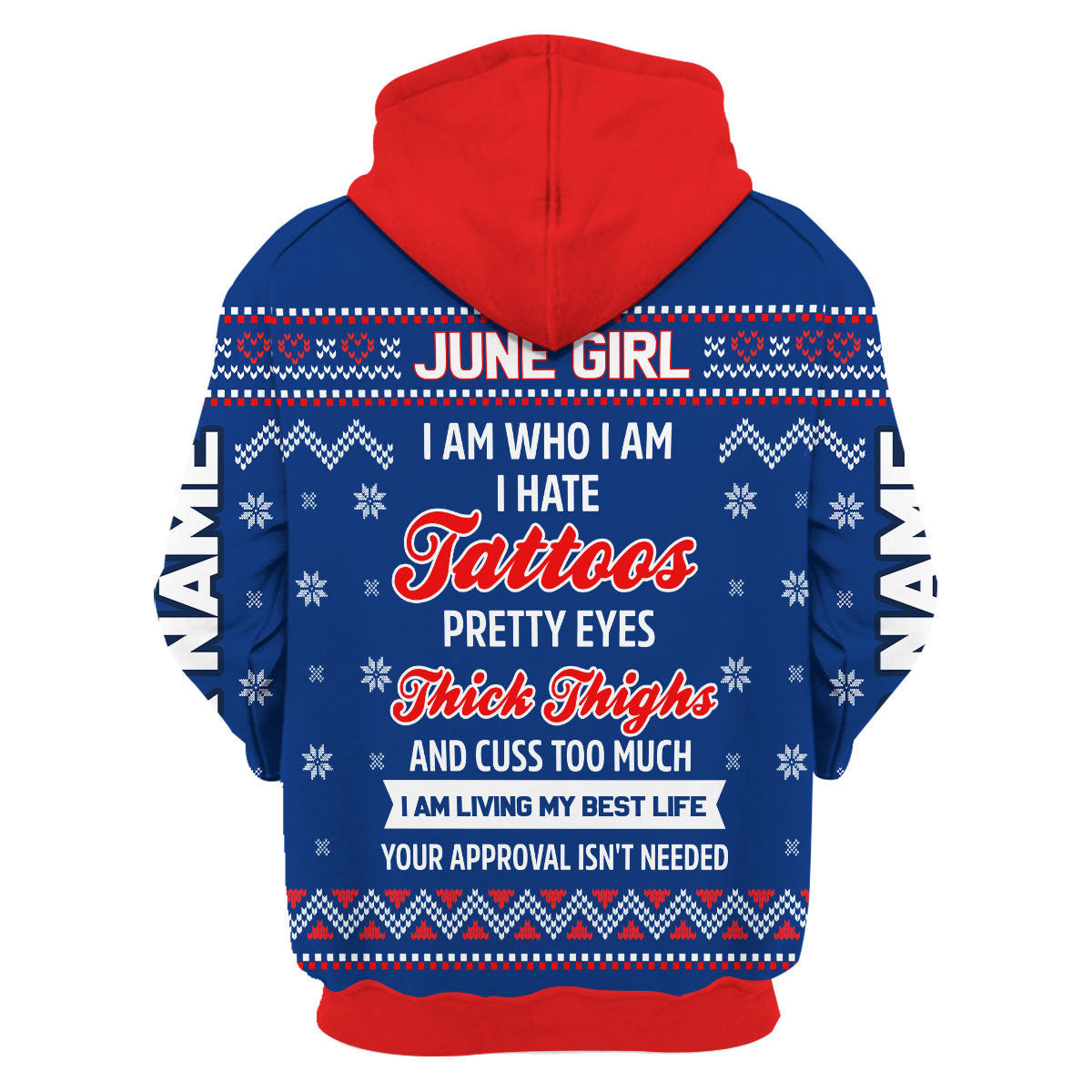 CustomsPig Personalized Hoodie June Girl I Am Who I Am All Over Printed