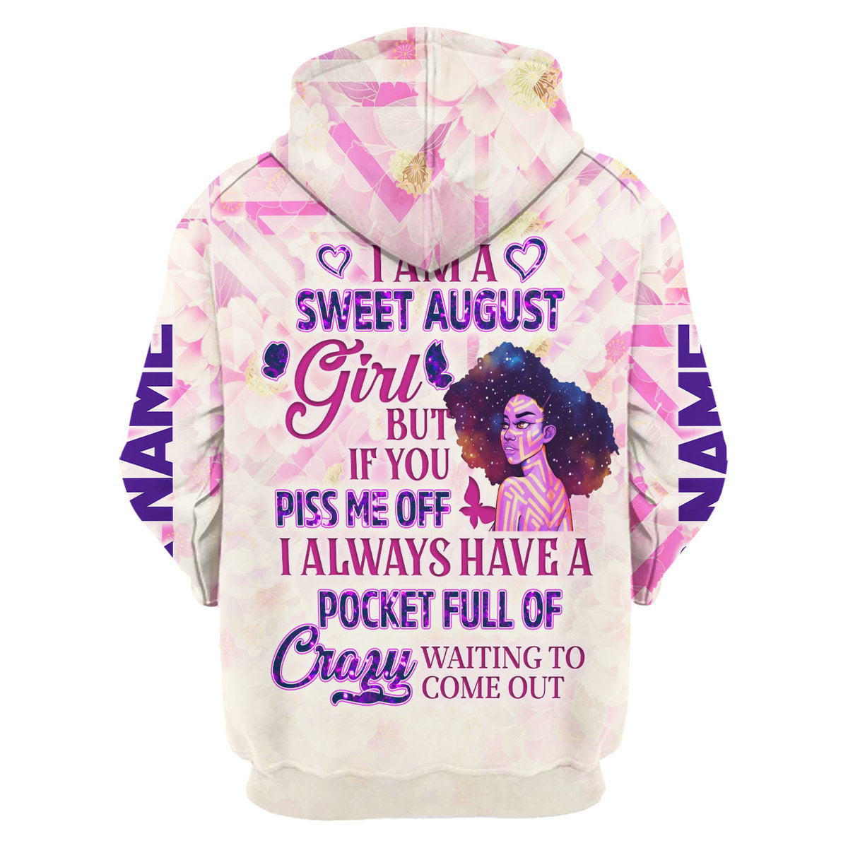 CustomsPig Personalized Zip Hoodie August Girl All Over Printed