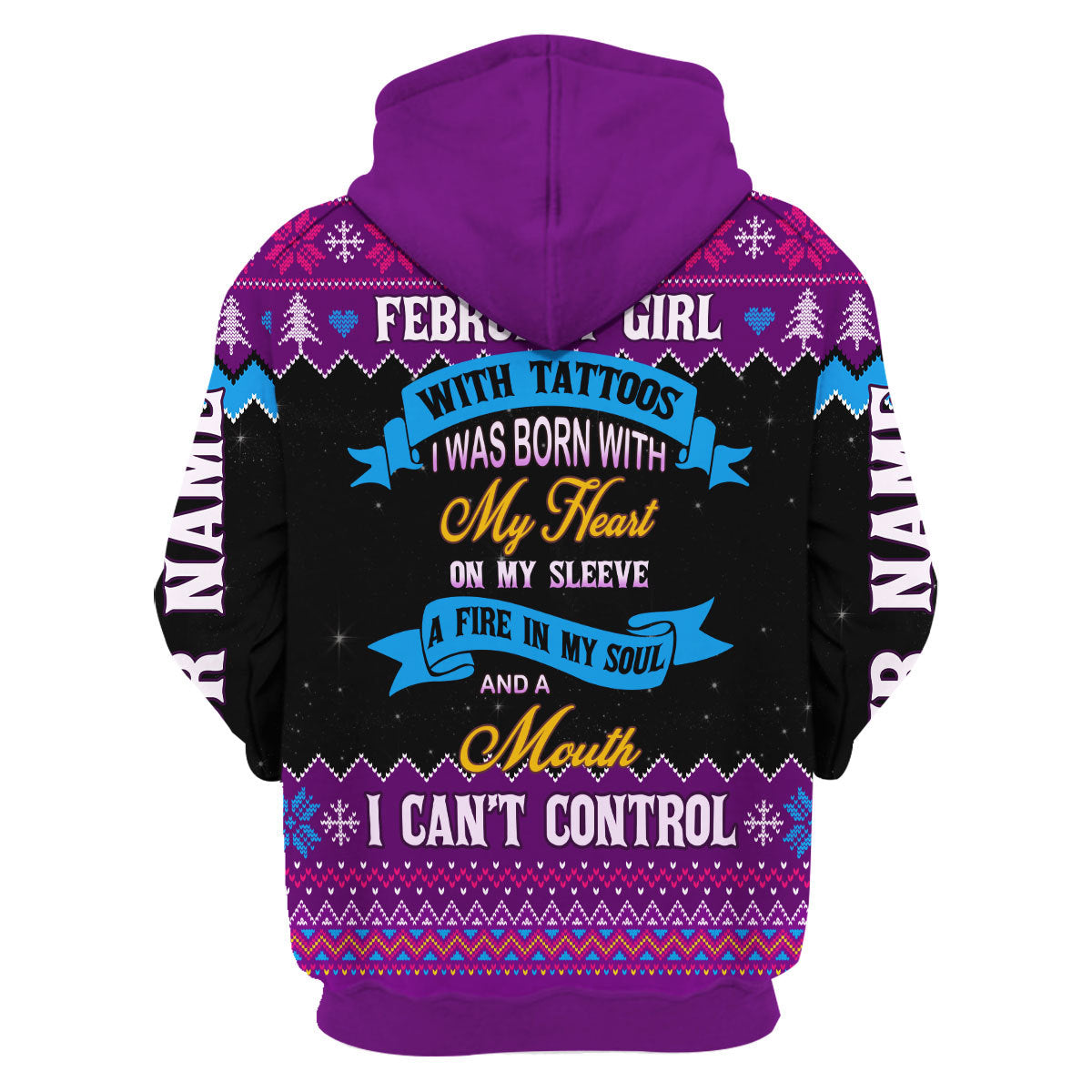 CustomsPig Personalized Hoodie February Girl All Over Printed