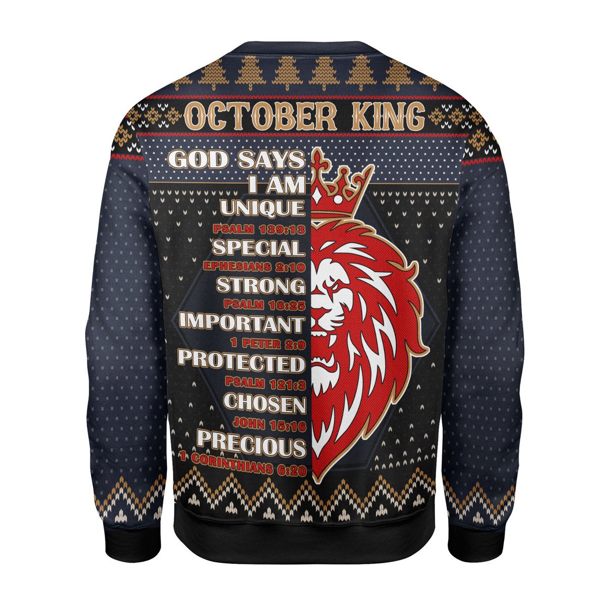 CustomsPig Personalized Ugly Sweater October King  All Over Printed