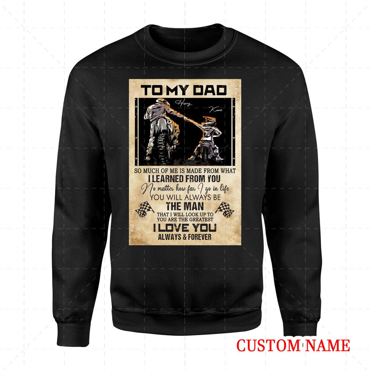 Personalized 2D Sweatshirt - Father Rider And Son
