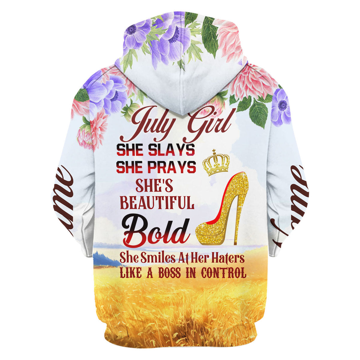 CustomsPig Personalized Zip Hoodie July Girl All Over Printed