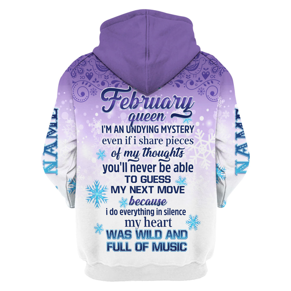 CustomsPig Personalized Hoodie I'm A February Queen All Over Printed