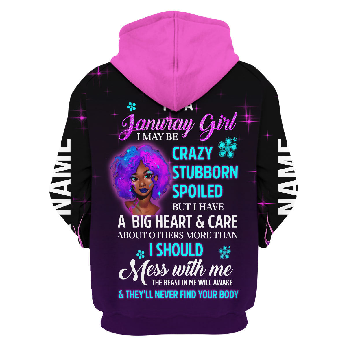 CustomsPig Personalized Hoodie Queen Was Born In January All Over Printed