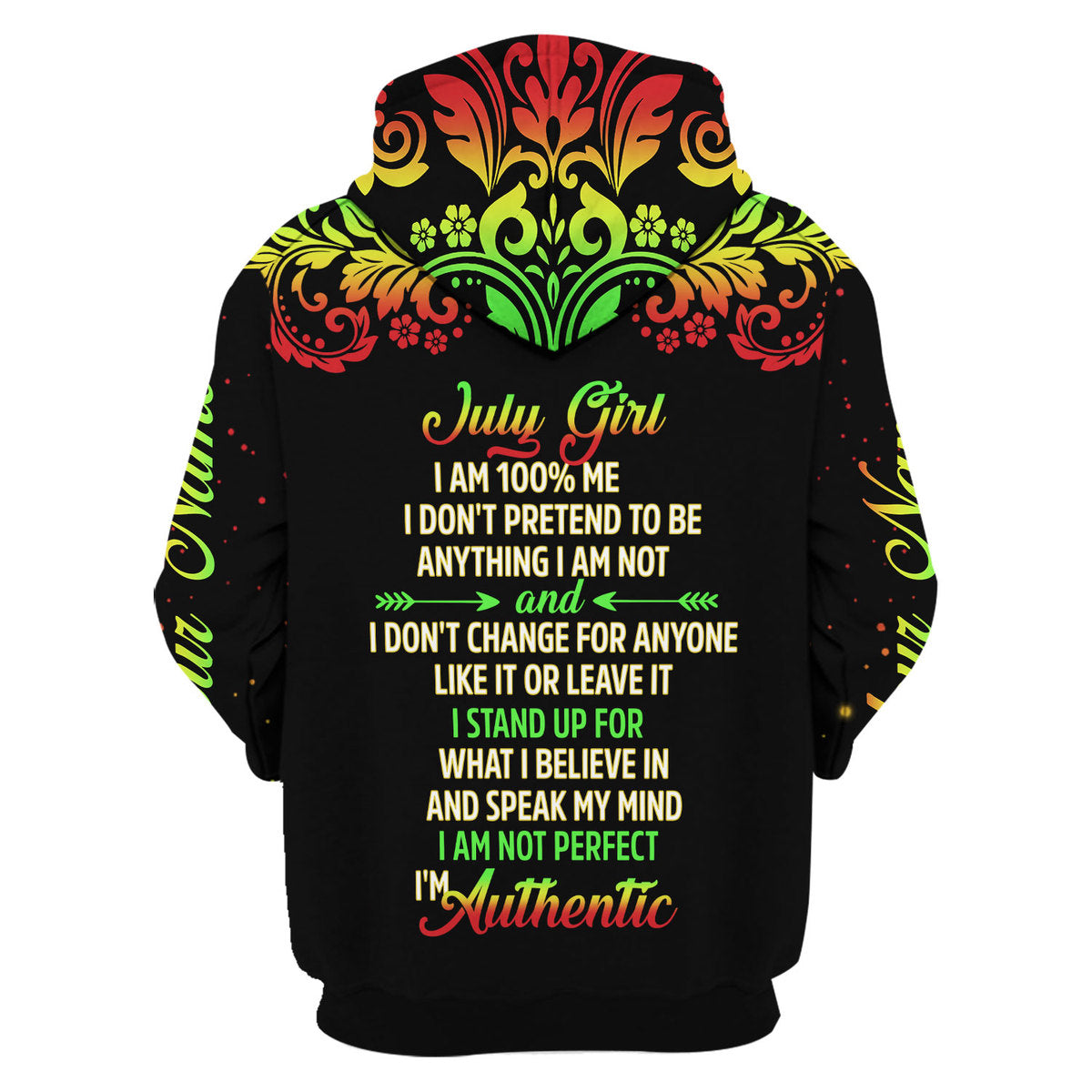 CustomsPig Personalized Hoodie July Girl I Am 100% Me All Over Printed