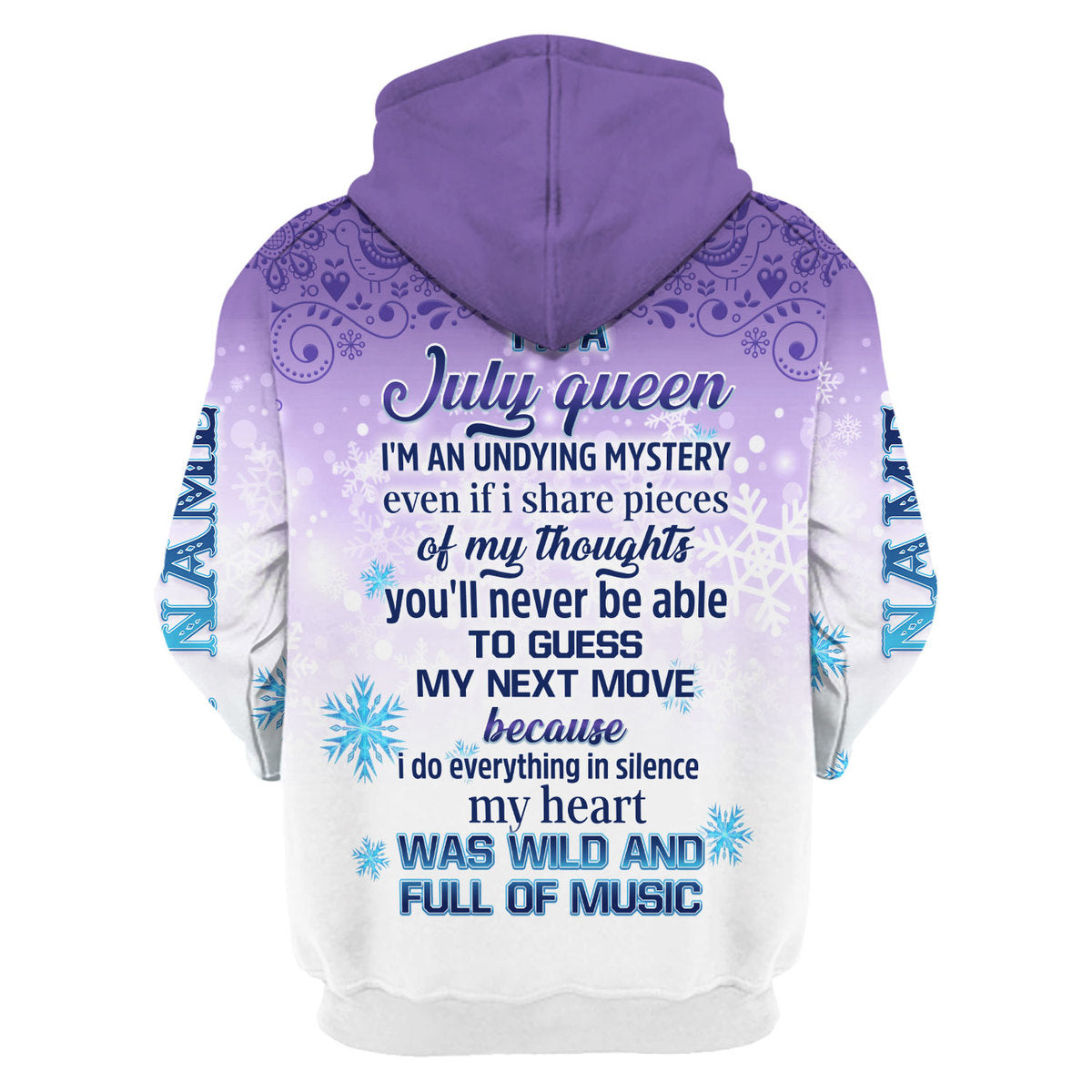 CustomsPig Personalized Zip Hoodie I'm A July Queen All Over Printed