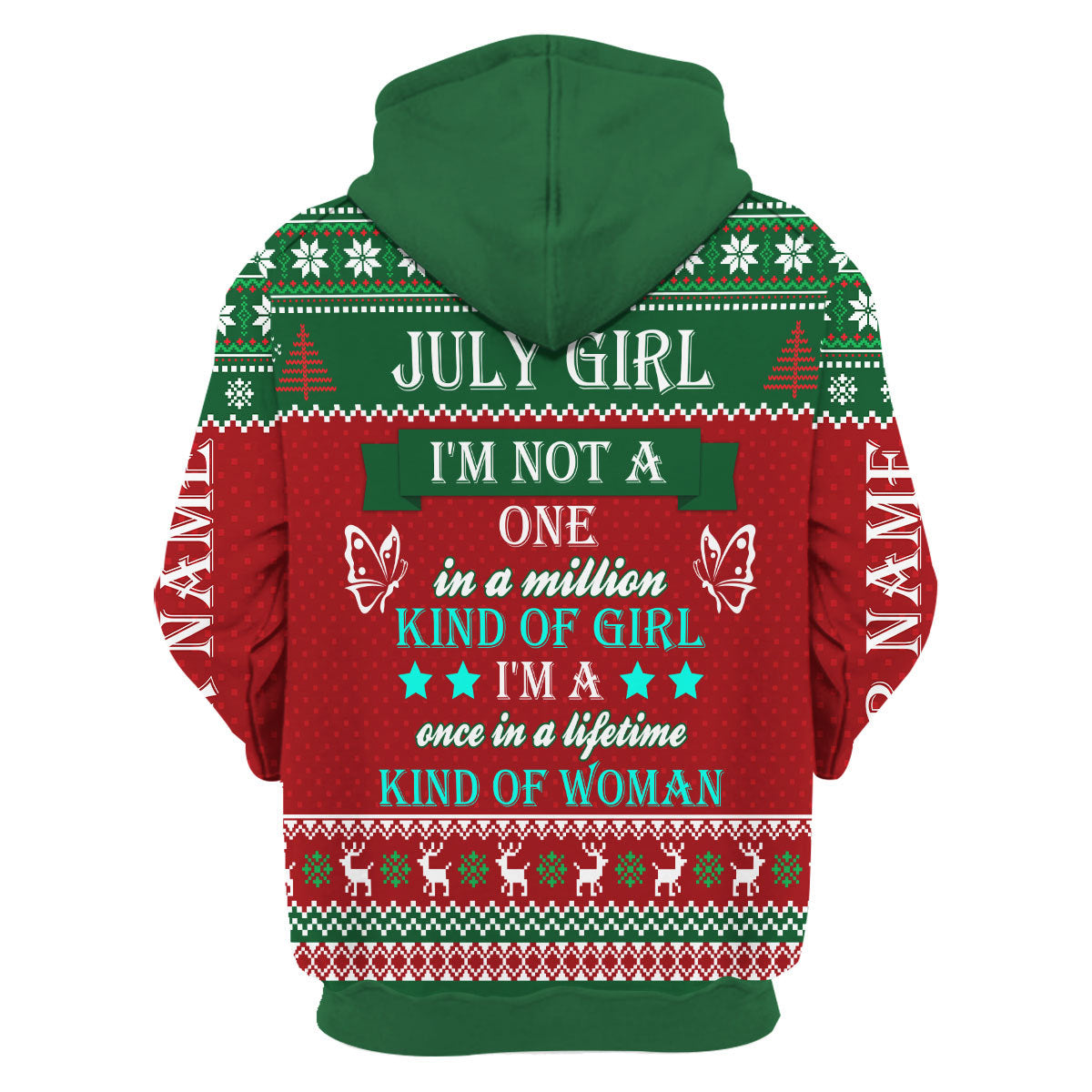 CustomsPig Personalized Zip Hoodie July Girl All Over Printed
