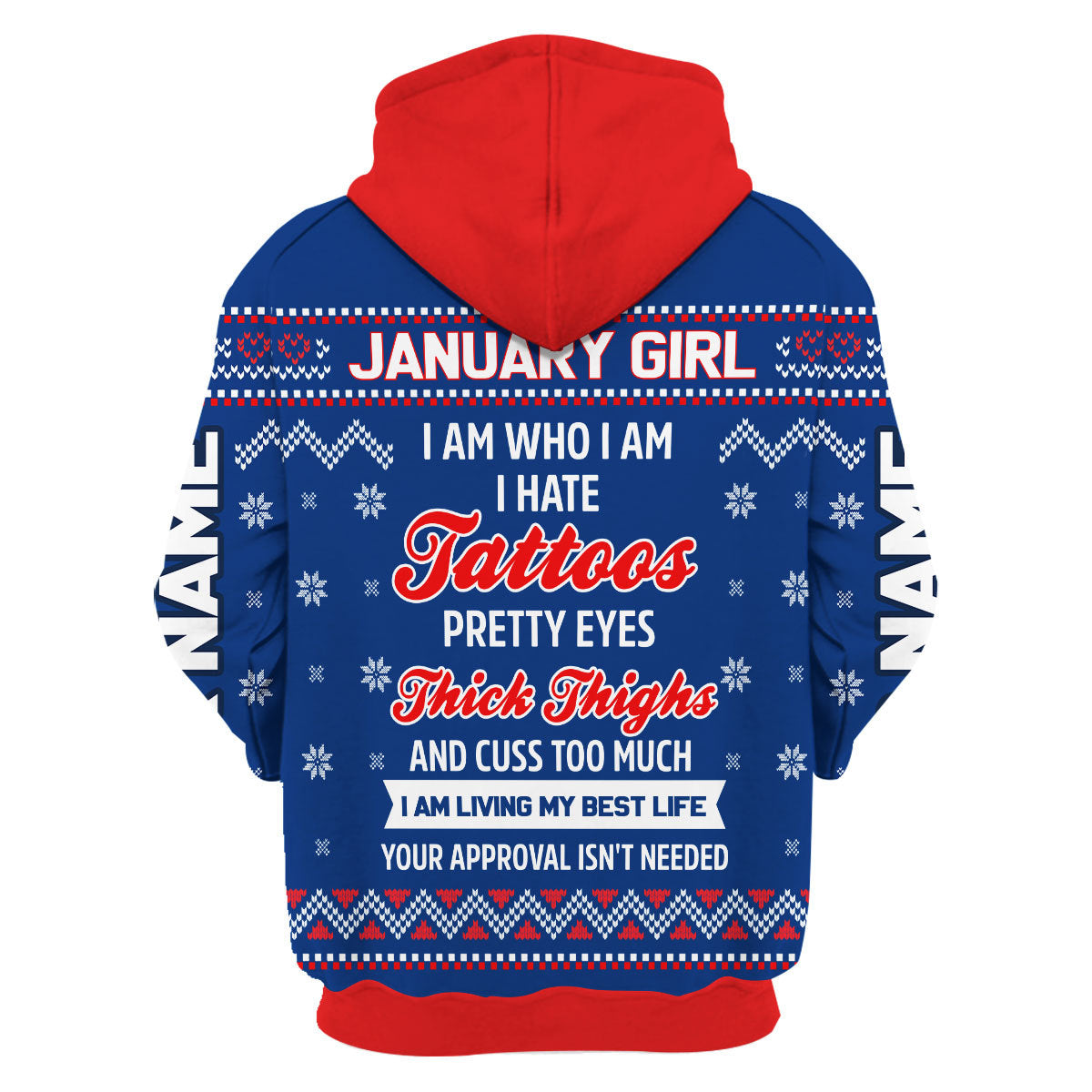 CustomsPig Personalized Zip Hoodie January Girl I Am Who I Am All Over Printed