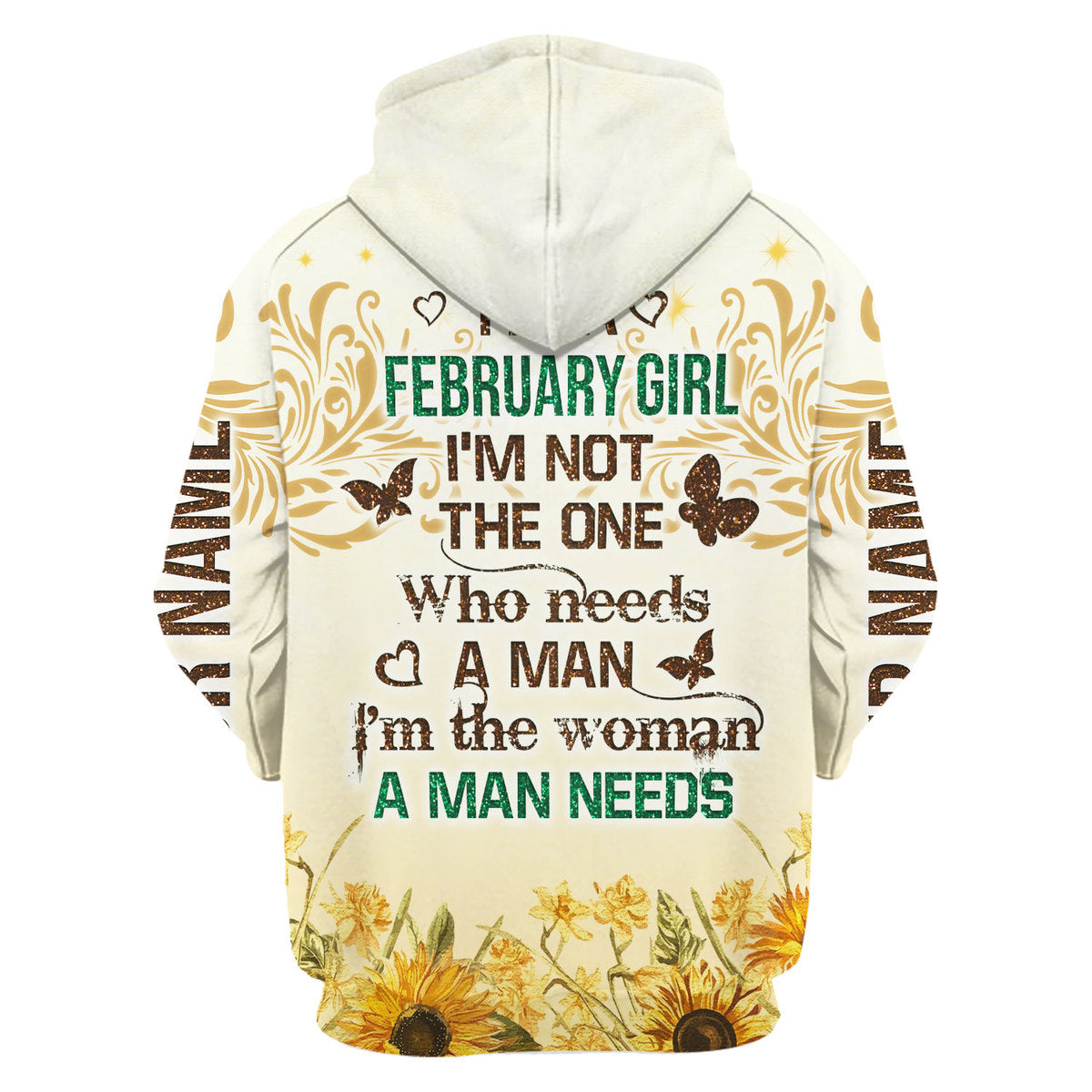 CustomsPig Personalized Zip Hoodie February Girl All Over Printed