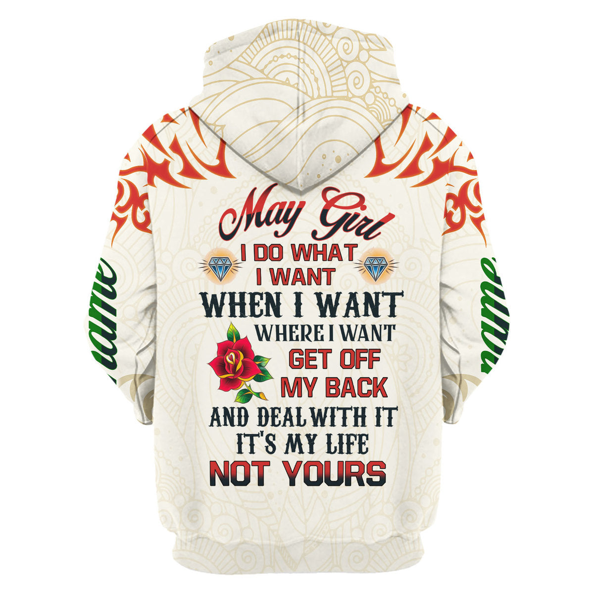 CustomsPig Personalized Hoodie May Girl I Do What I Want All Over Printed