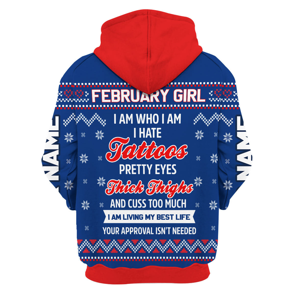 CustomsPig Personalized Hoodie February Girl I Am Who I Am All Over Printed