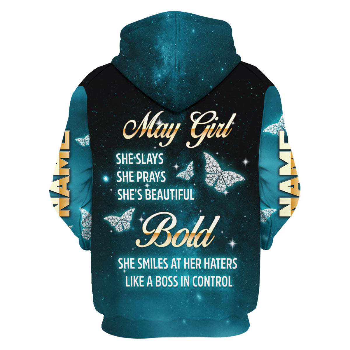CustomsPig Personalized Zip Hoodie May Girl All Over Printed