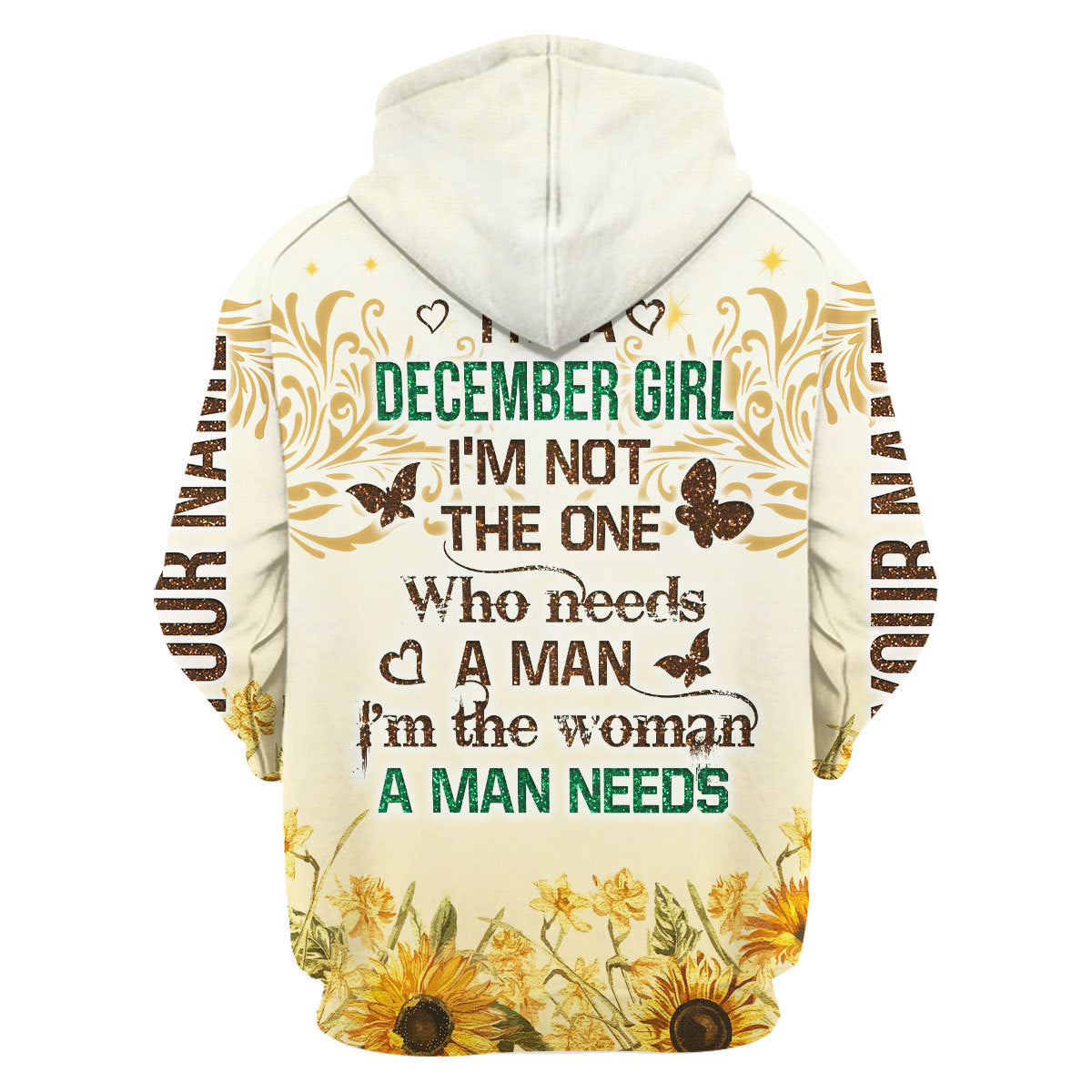 CustomsPig Personalized Hoodie December Girl All Over Printed