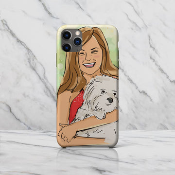 Girl With Pet - Drawing Custom Phone Case