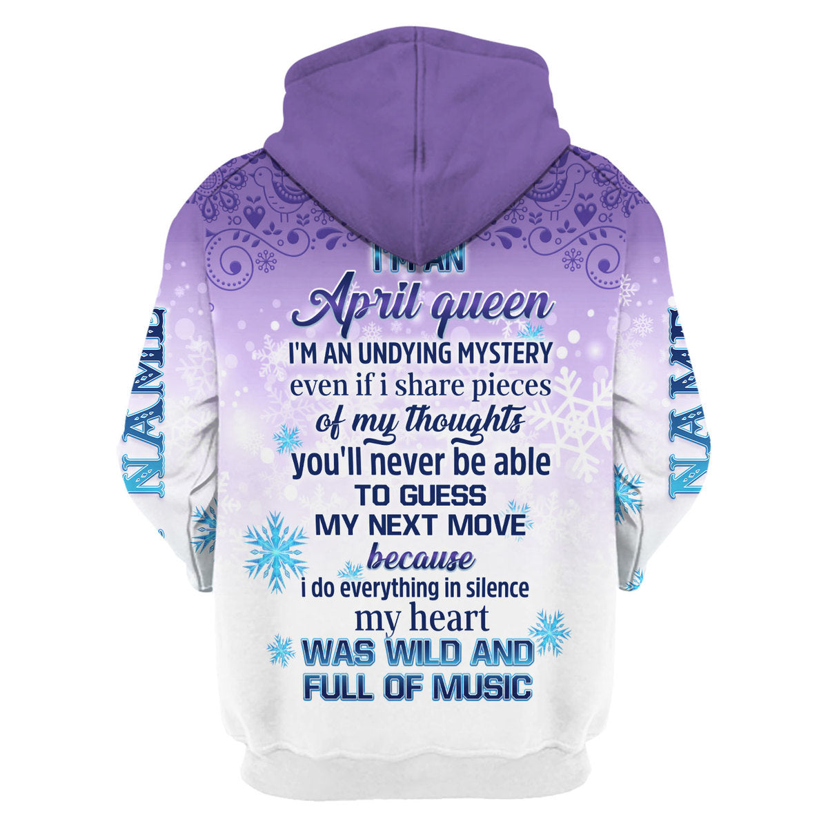 CustomsPig Personalized Hoodie I'm An April Queen All Over Printed