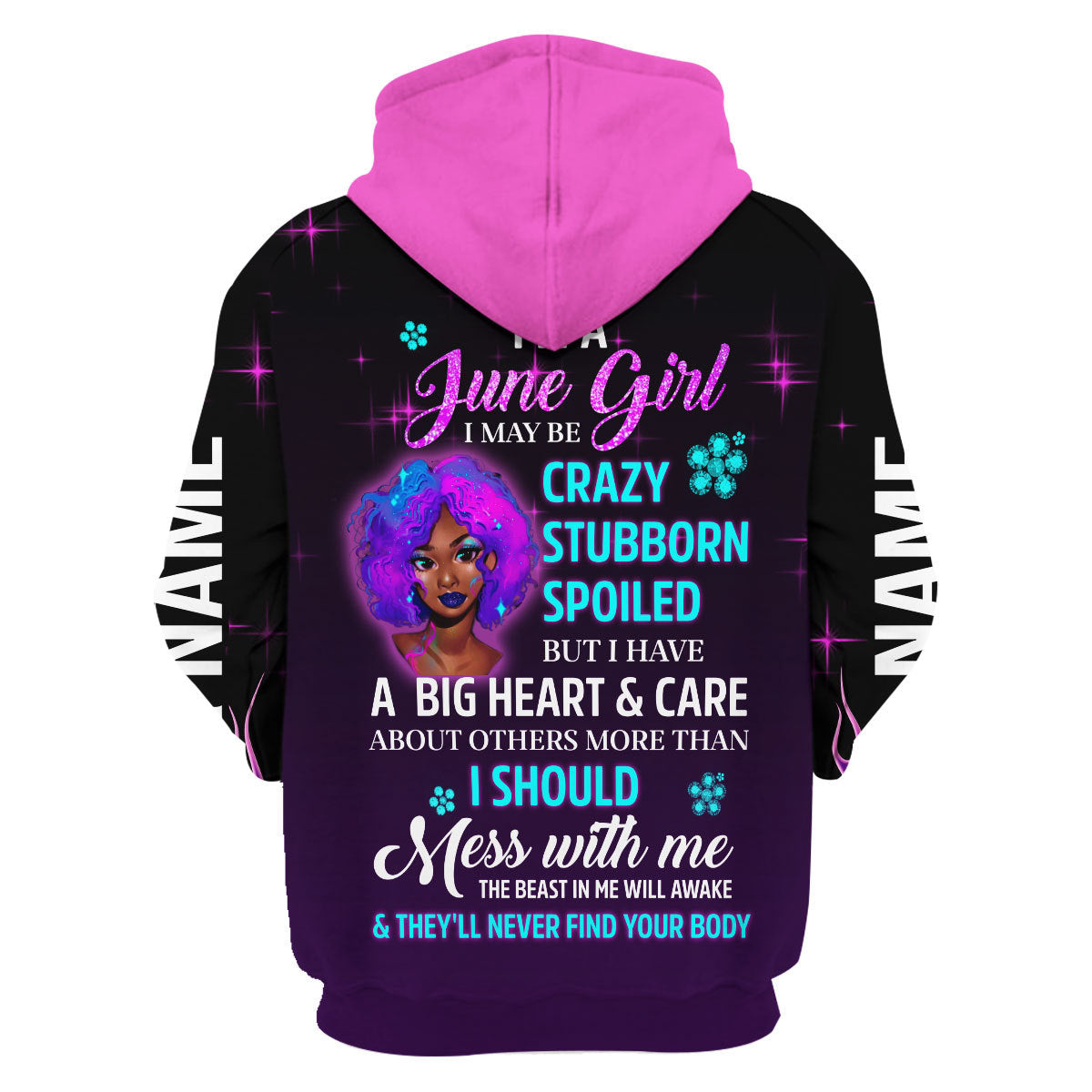 CustomsPig Personalized Hoodie Queen Was Born In June All Over Printed