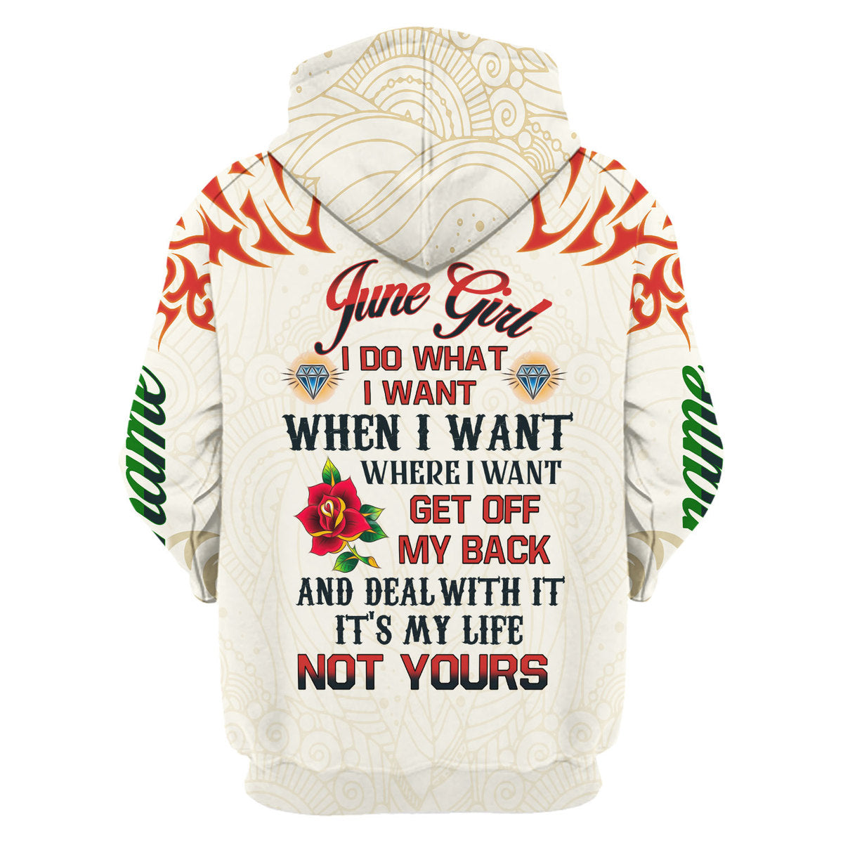 CustomsPig Personalized Hoodie June Girl I Do What I Want All Over Printed
