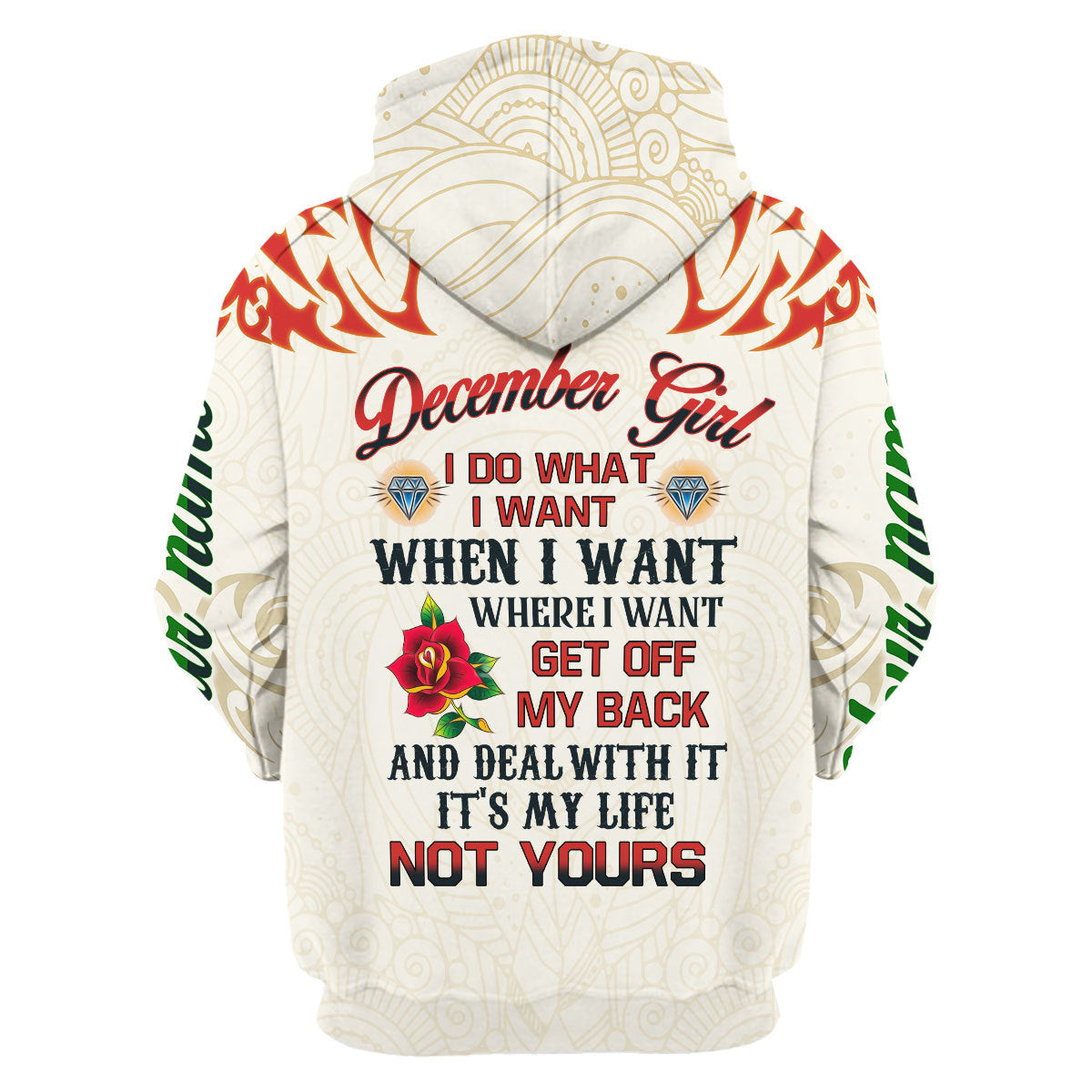 CustomsPig Personalized Zip Hoodie December Girl All Over Printed