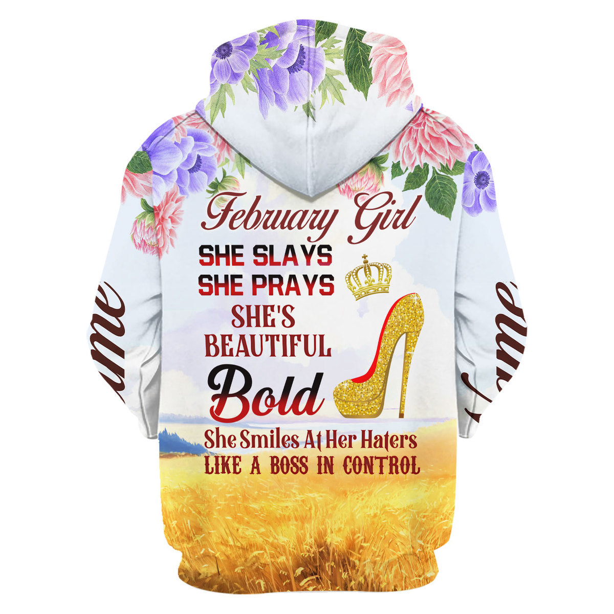 CustomsPig Personalized Hoodie February Girl All Over Printed