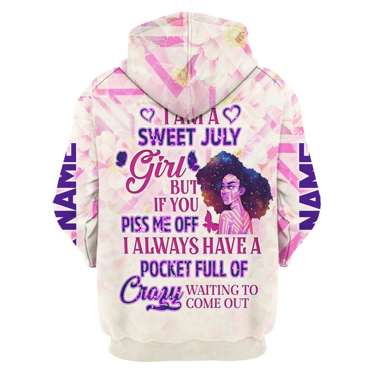 CustomsPig Personalized Zip Hoodie July Girl All Over Printed
